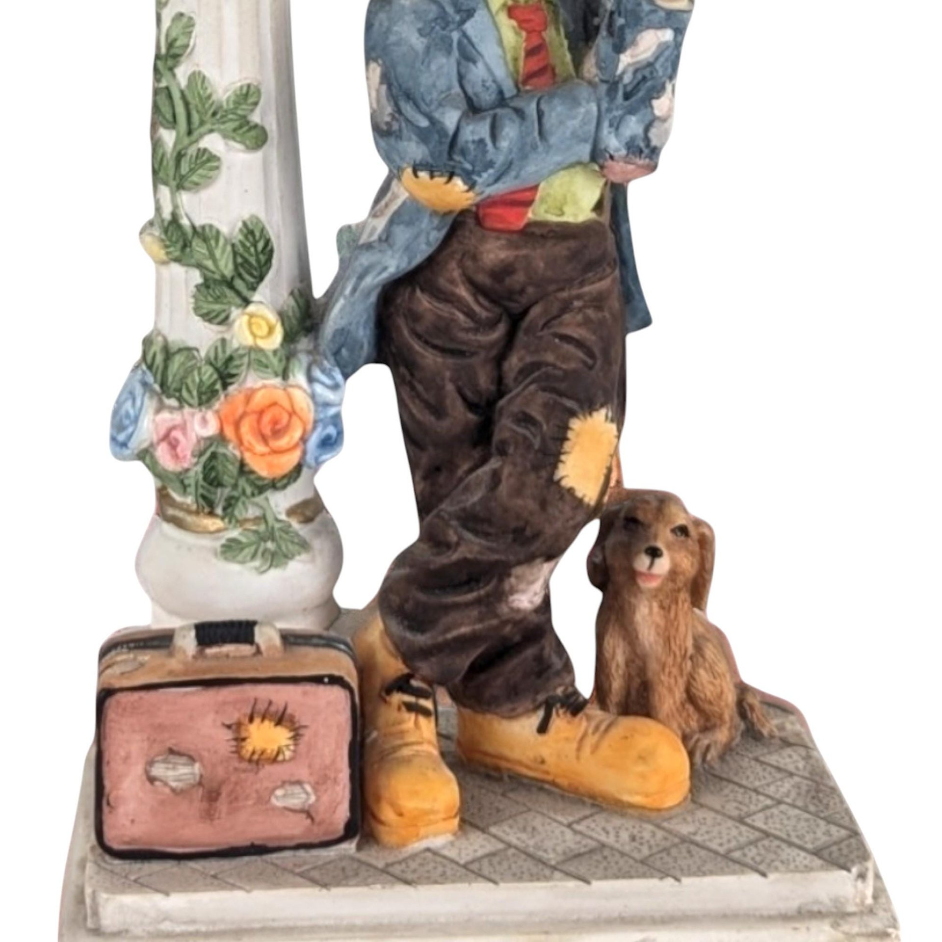 Vintage Crosa Quartz Clock, Hobo and Dog Figurine, Table Clock, Collectible Clock, Whimsical Decor, Unique Gift, Home Decor