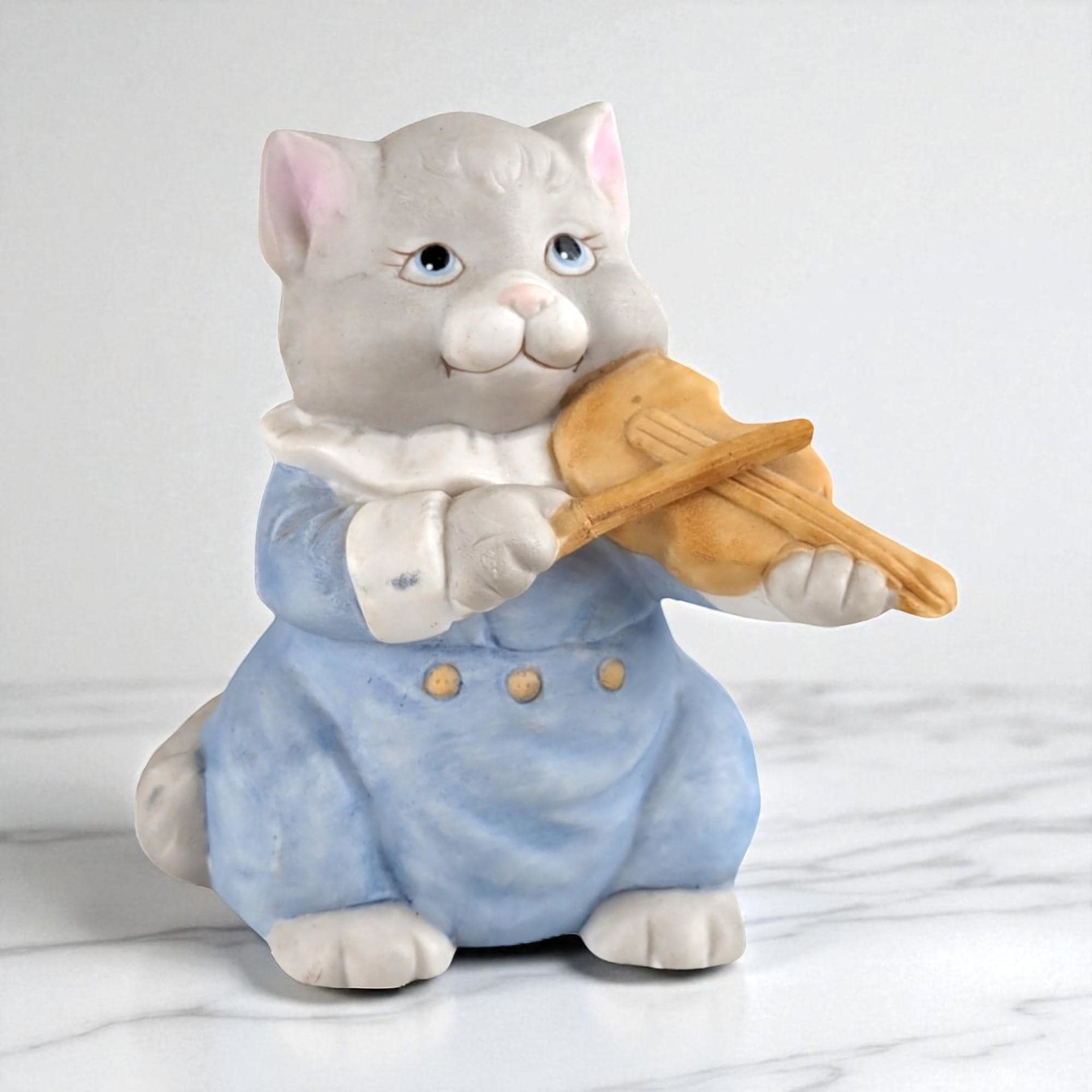 Ceramic Cat Playing Violin Bank | Vintage The Good Company | Collectible Figurine