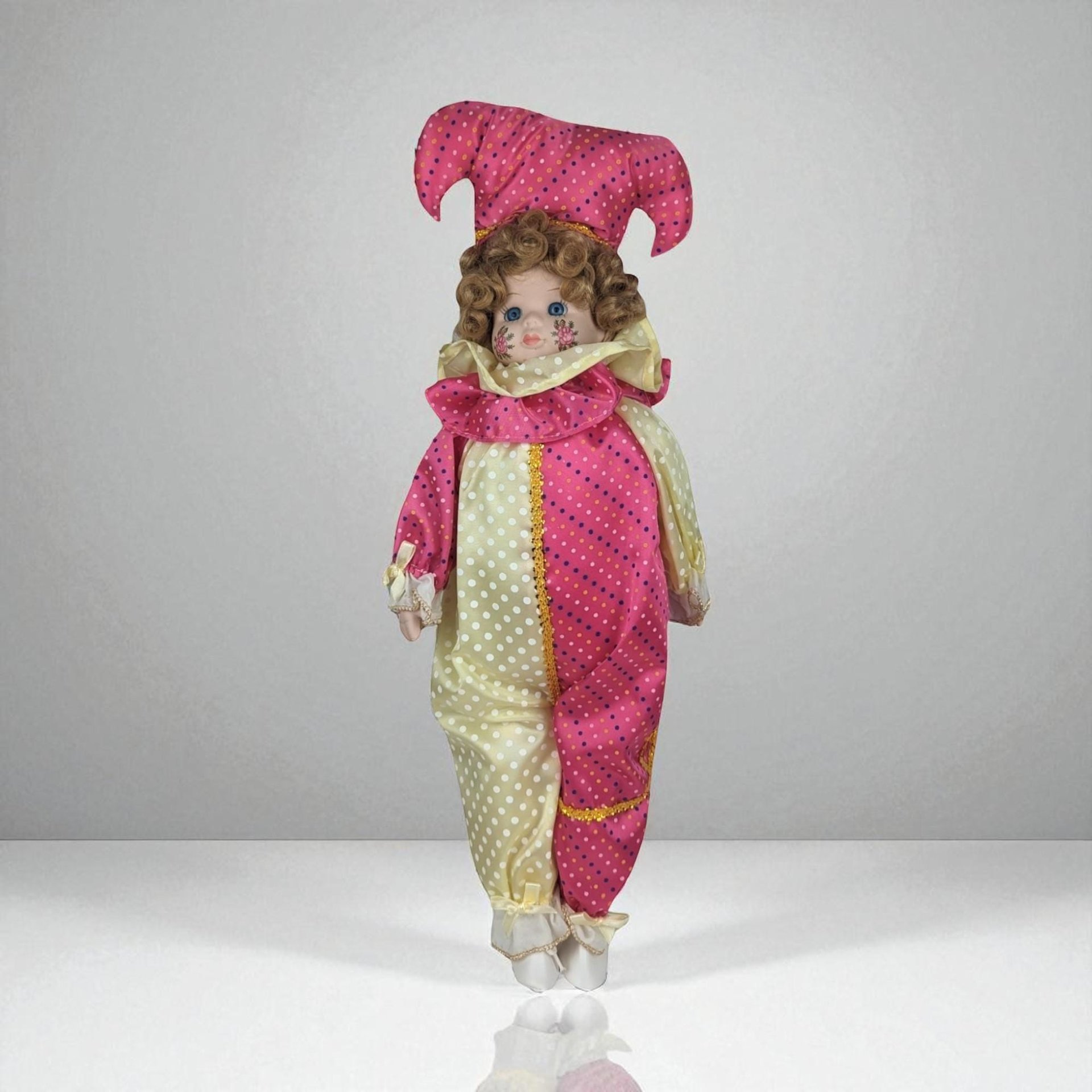 Vintage Artmark Jester Doll | Porcelain Jester Doll with Painted Face | Collectible Doll | 18 Inches Tall