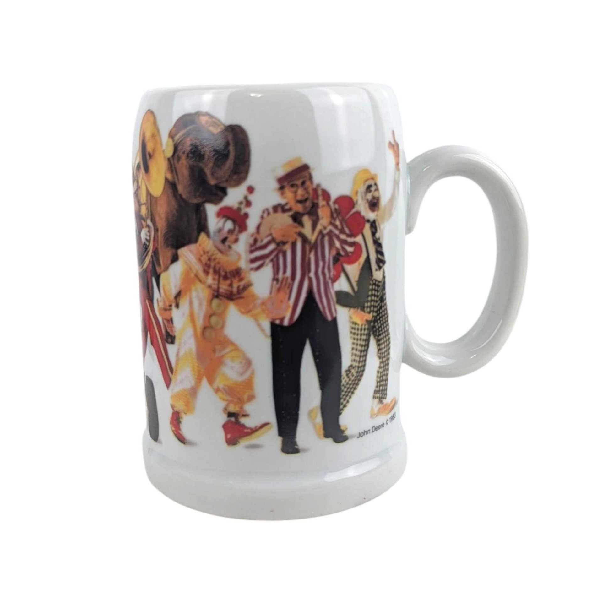 Vintage 1983 John Deere Circus Mug: Collectible Tractor Advertising Coffee Cup