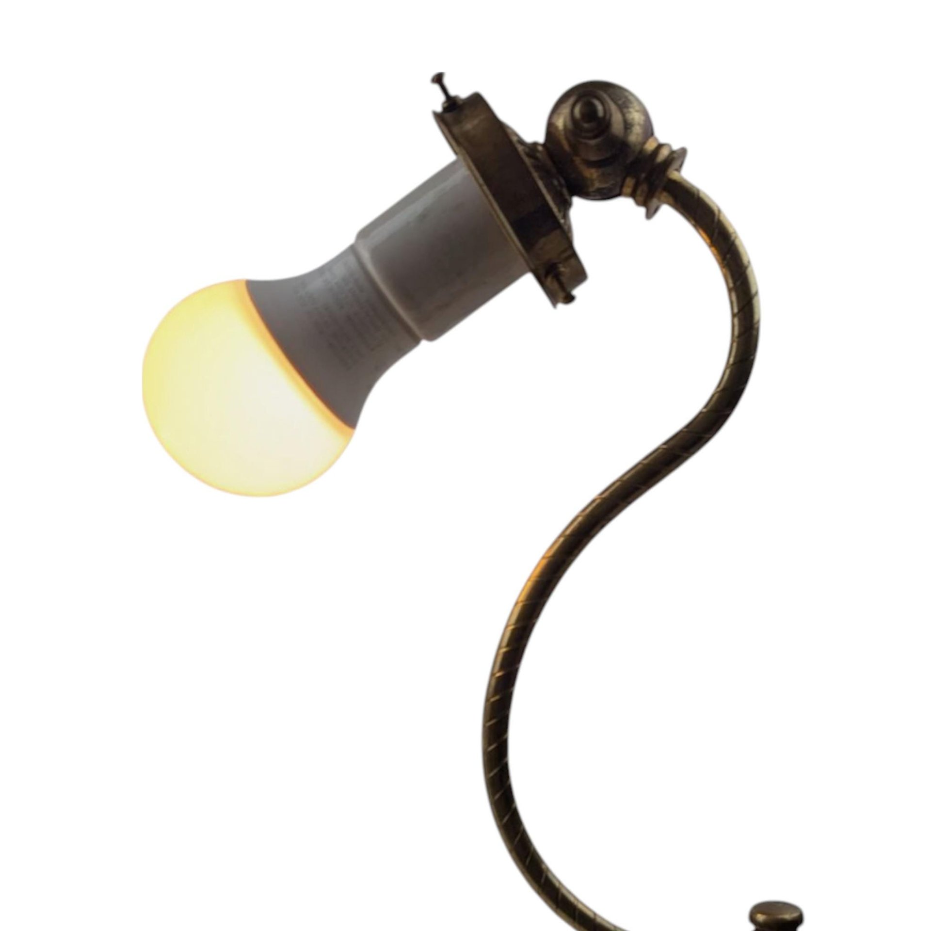 Vintage Metal S-Curve Table Lamp, 13 Inch Height, Decorative Desk Light, Gift for Home Office