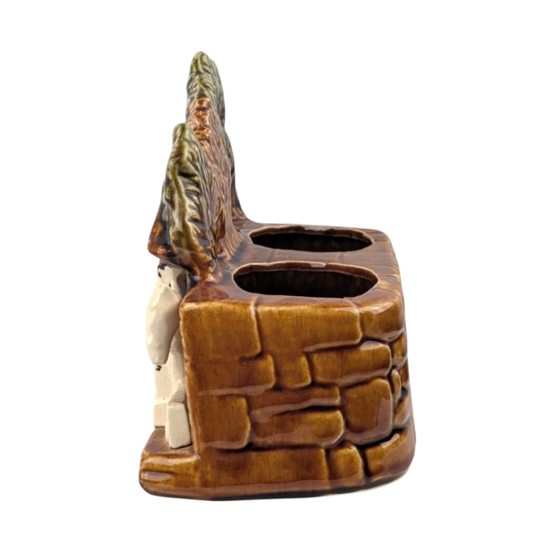 Vintage McCoy "Under the Spreading Chestnut Tree" Planter, Ceramic Flower Pot, 6.5 Inch Height, Collectible Pottery, Unique Garden Decor