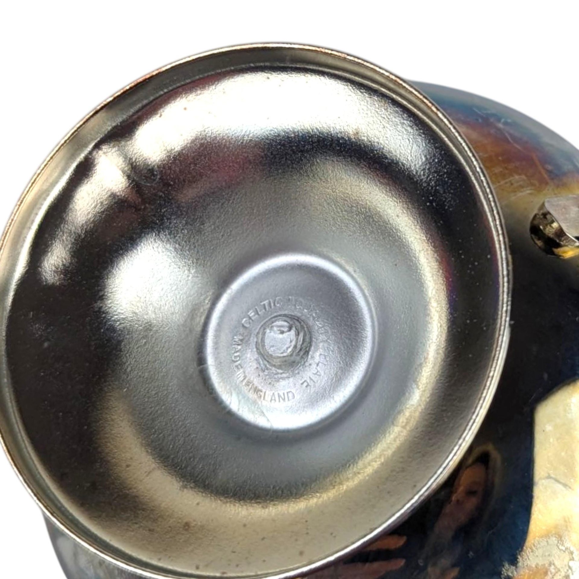 Vintage English Silverplated Blue Glass Creamer Sugar Bowl Set Celtic Design Tableware Gift for Hostess