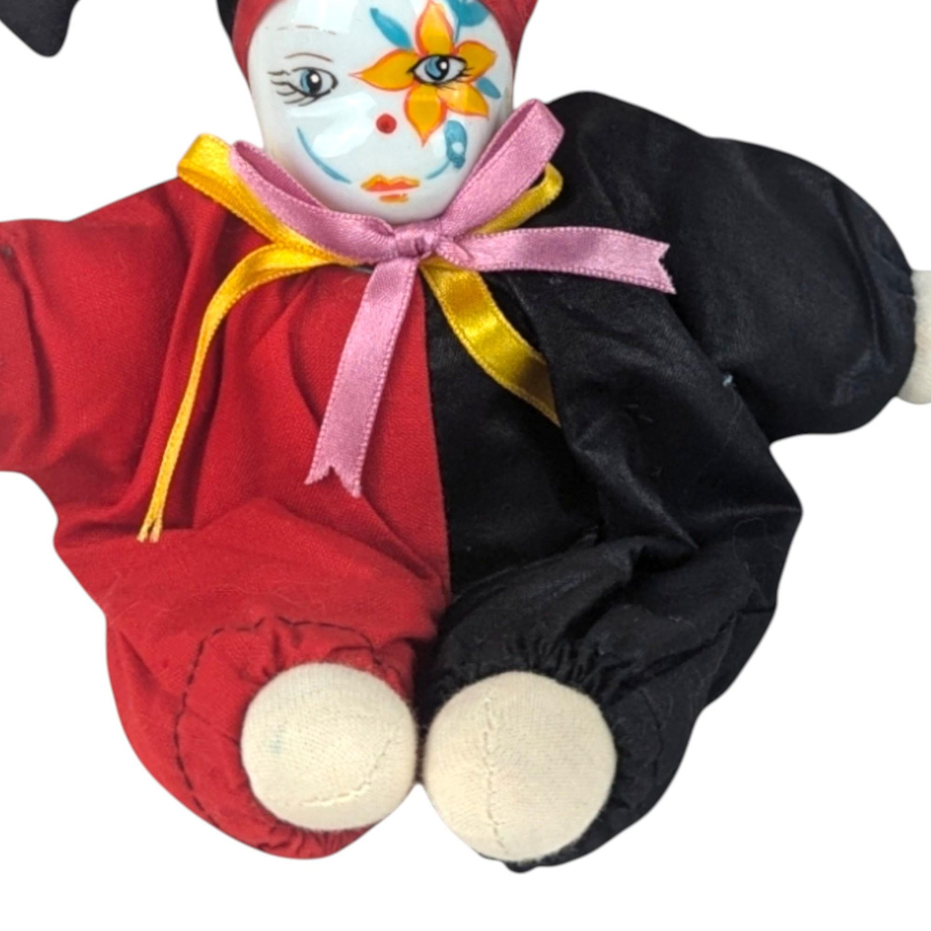 Vintage Jester Doll, Small Clown Doll with Flower, Whimsical Doll, Collectible Doll, Unique Gift