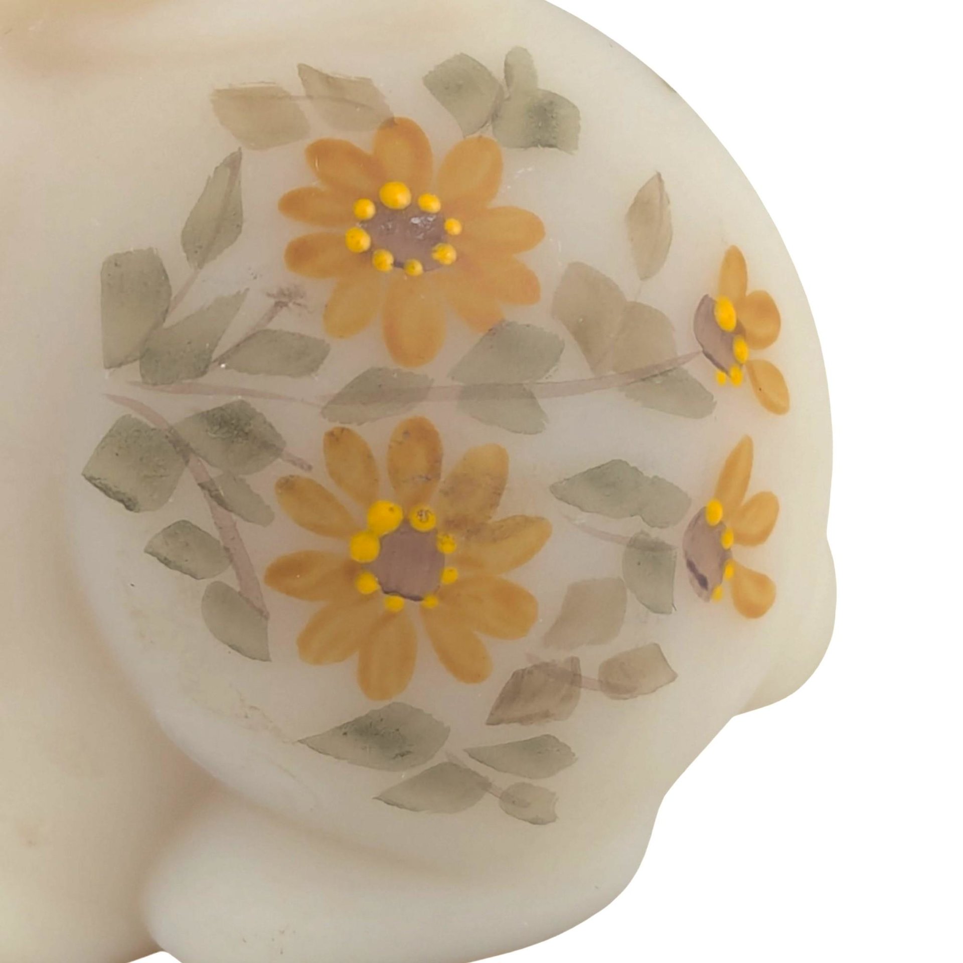 Fenton Custard Glass Bunny, Hand Painted Floral Rabbit Figurine, Artist Signed, Collectible Art Glass for Spring Decor