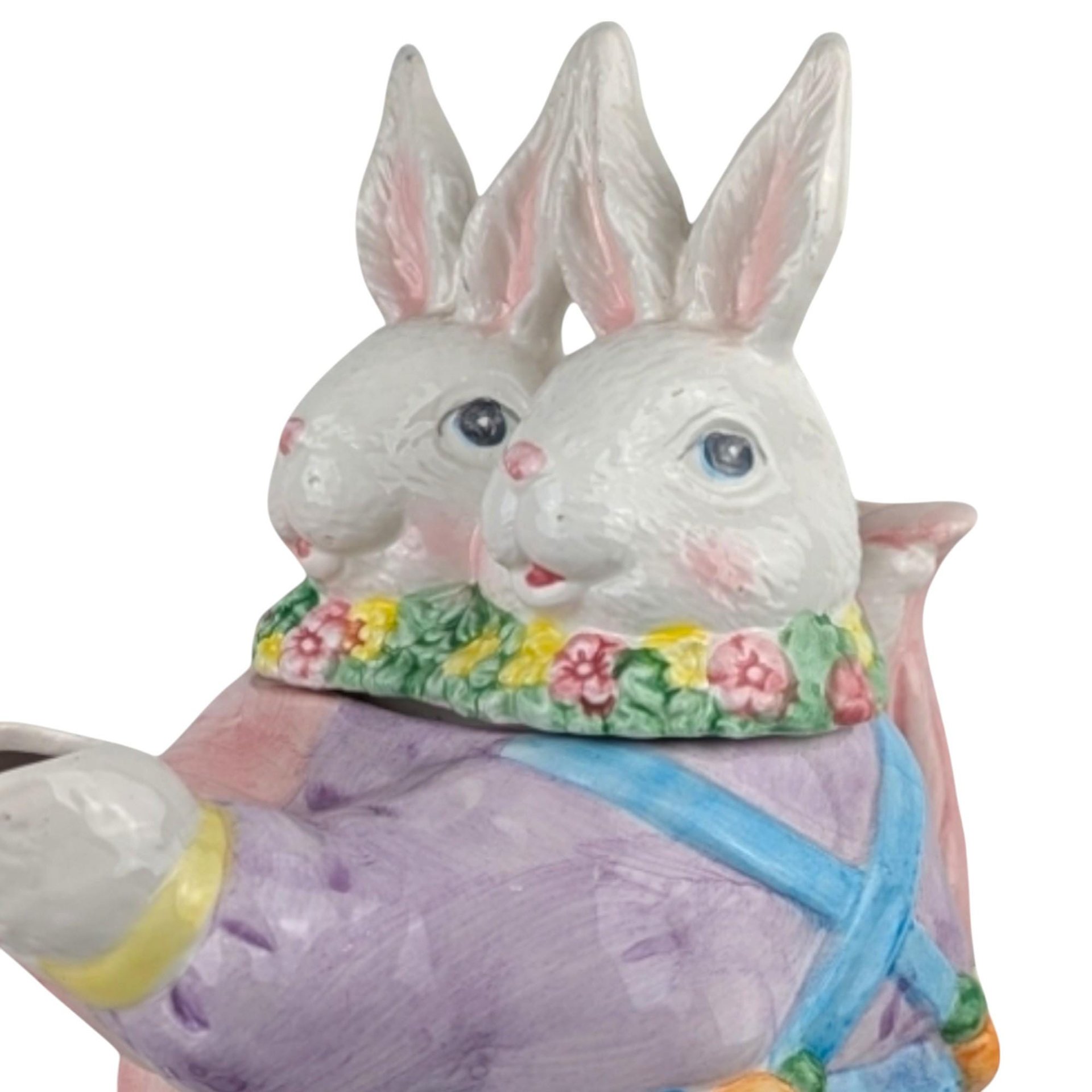 Vintage Dancing Rabbit Teapot, 9" Ceramic Bunny Teapot, Whimsical Kitchen Decor, Spring Easter Gift, Collectible Teapot