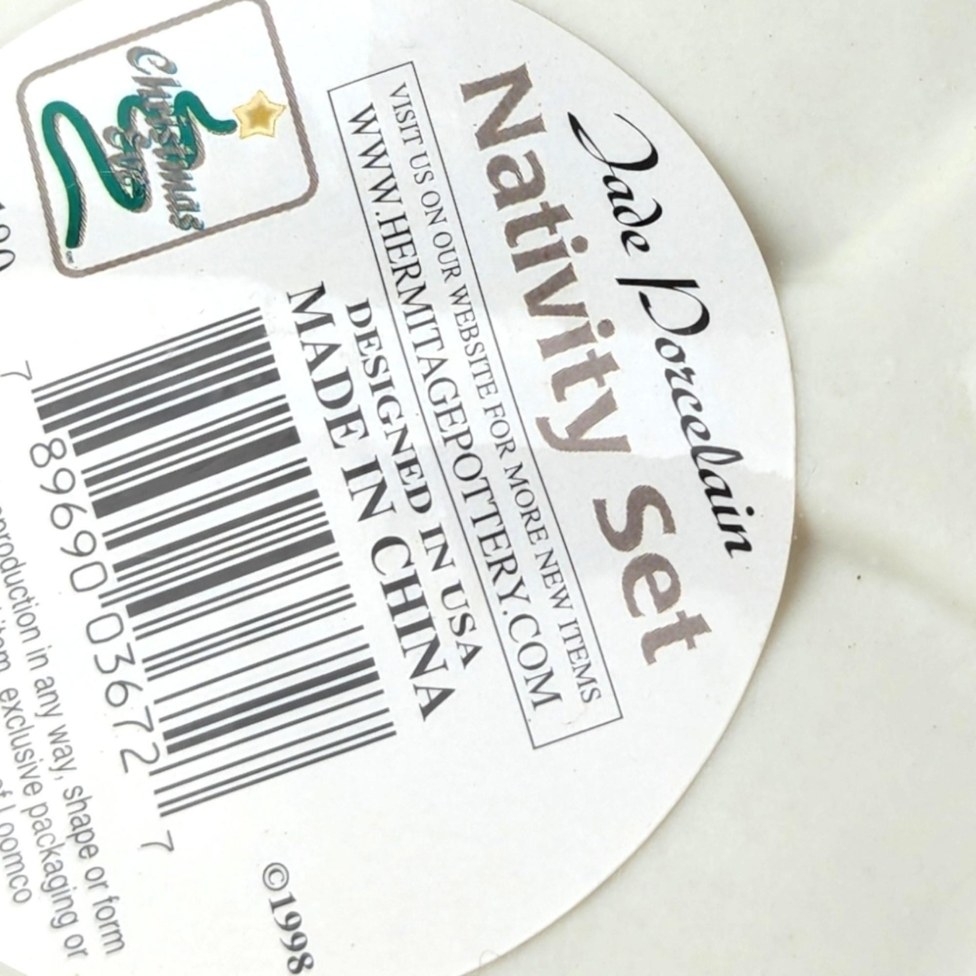 Vintage Hermitage Pottery Nativity Figurine: Jade Porcelain Christmas Decor