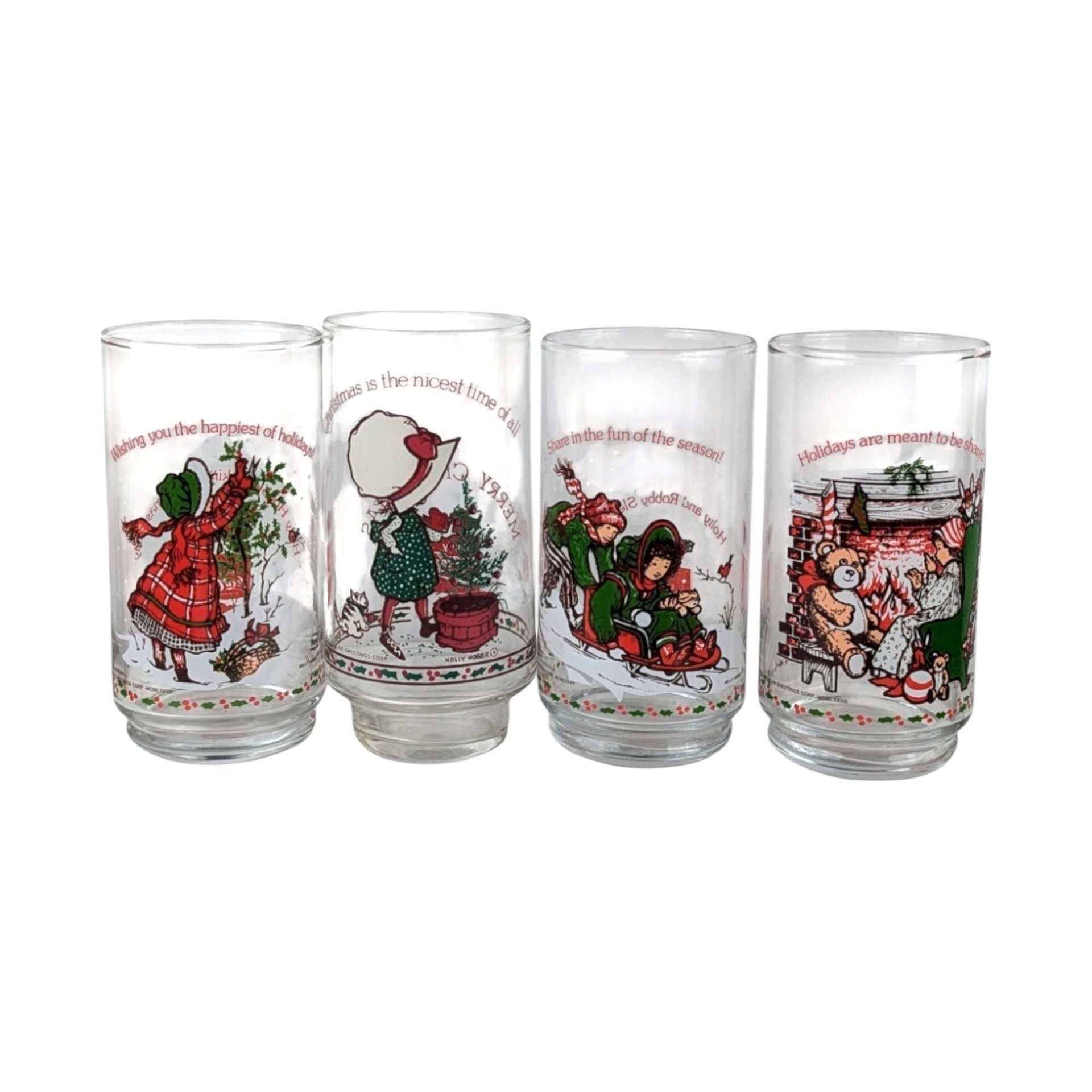 1982 Coca Cola Holly Hobbie Christmas Glasses: Vintage Collectible Set