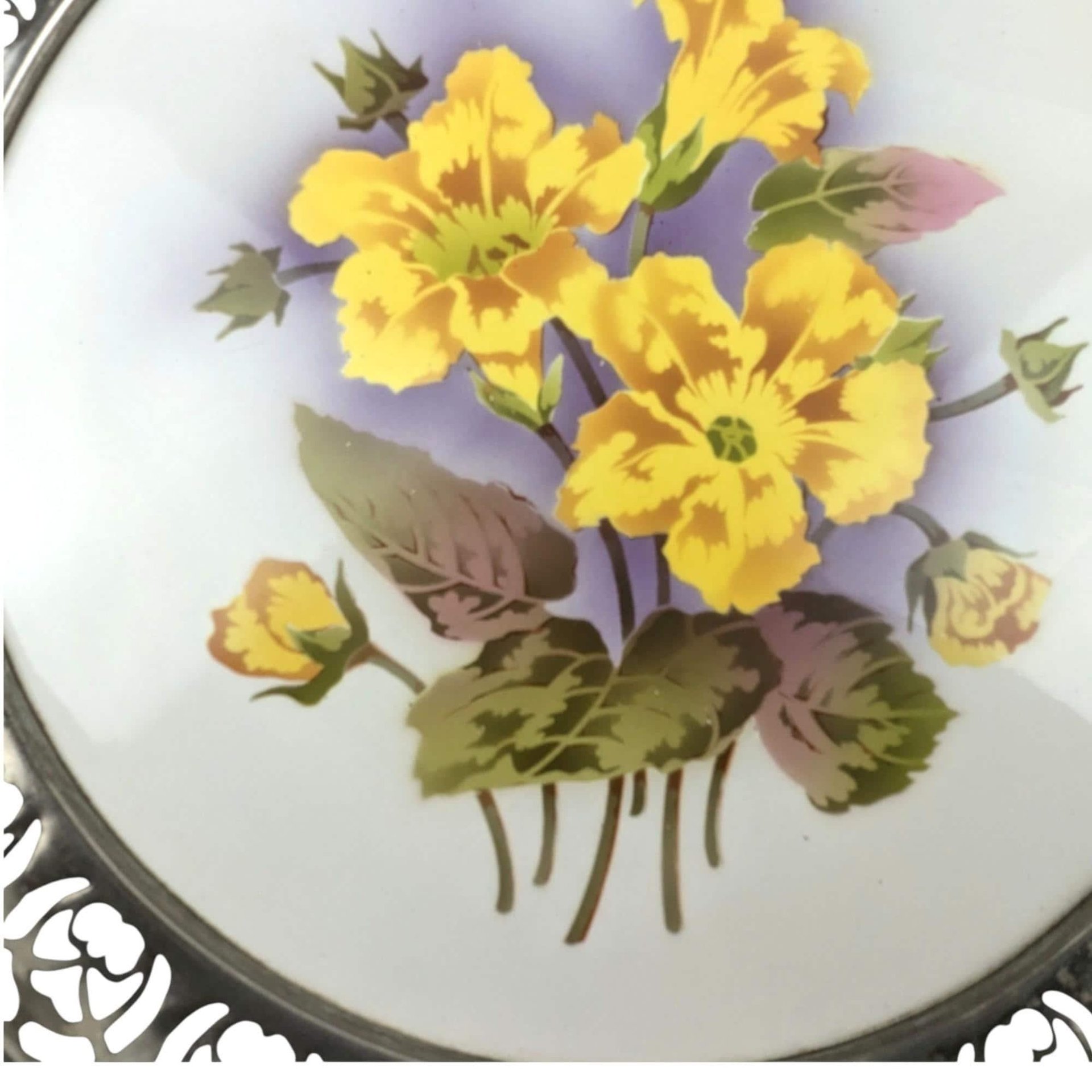 Vintage BMF Germany Floral Tile Tray: Hand-Painted Porcelain Centerpiece