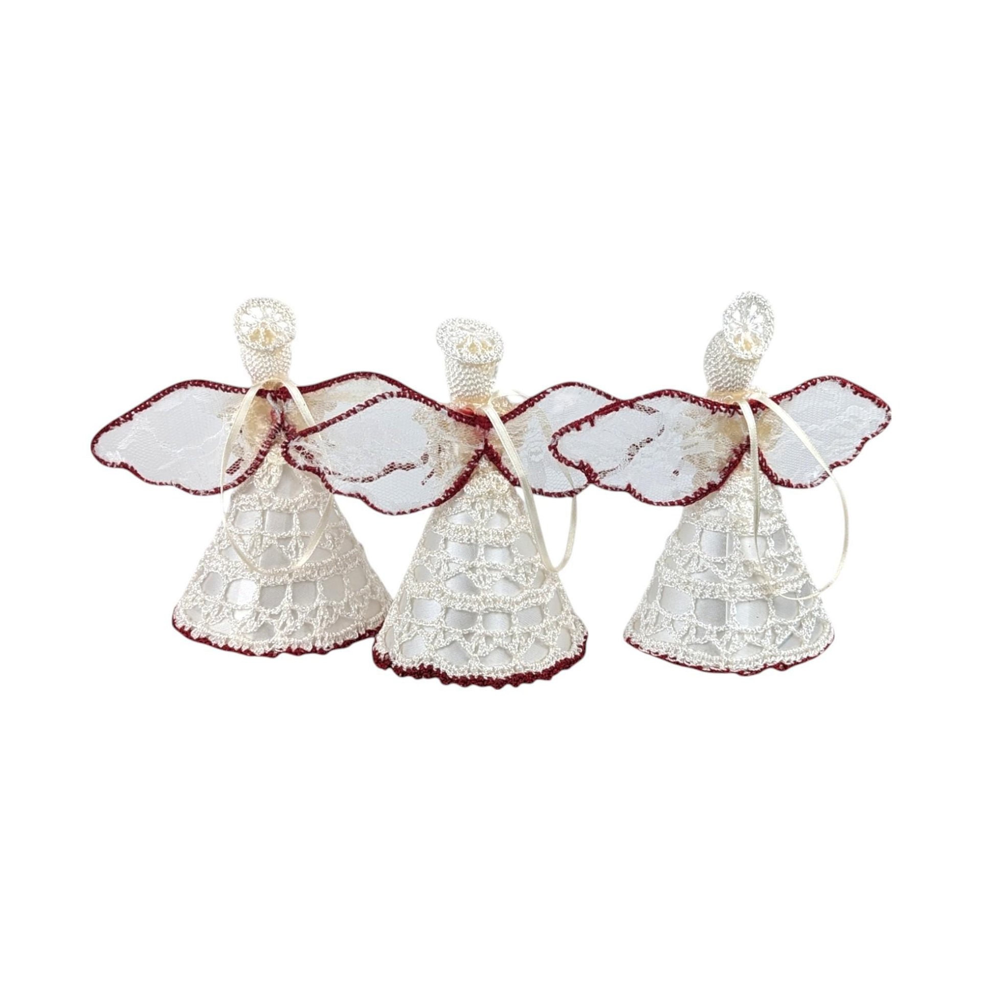 Vintage Handmade Crochet Angels: Set of 3 Christmas Holiday Ornaments