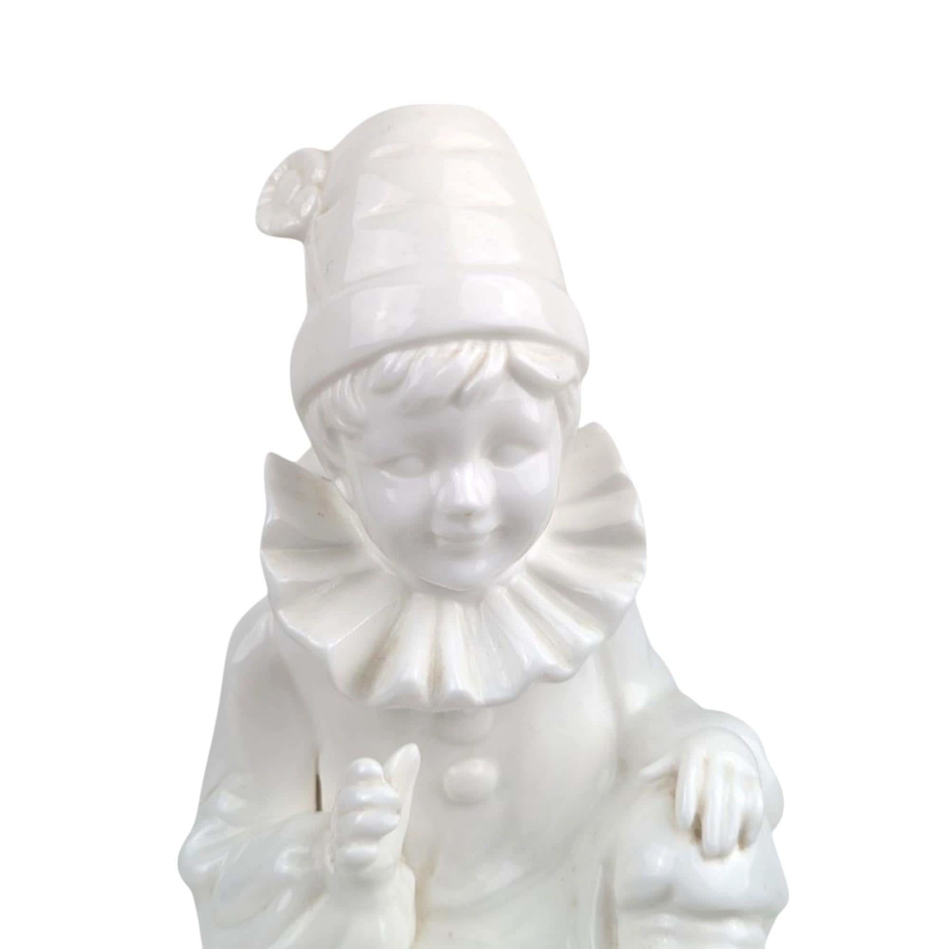 Vintage Pierrot Clown Music Box: White Ceramic Rotating Musical Statue