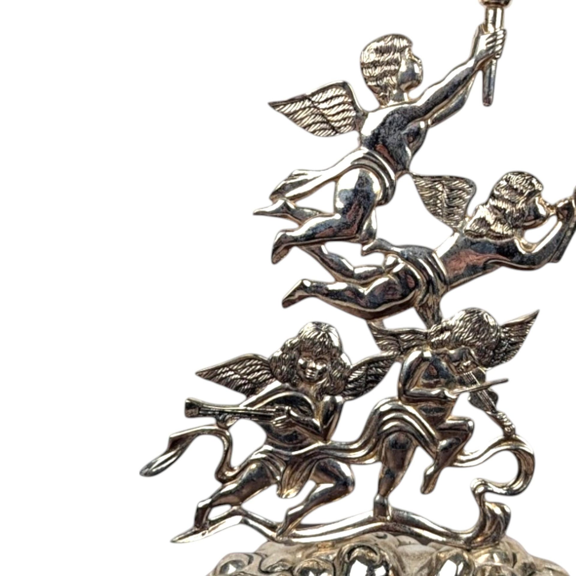 Godinger Silver Plate Candlestick, Cherub Candle Holder, Angel Candle Holder, Vintage Home Decor