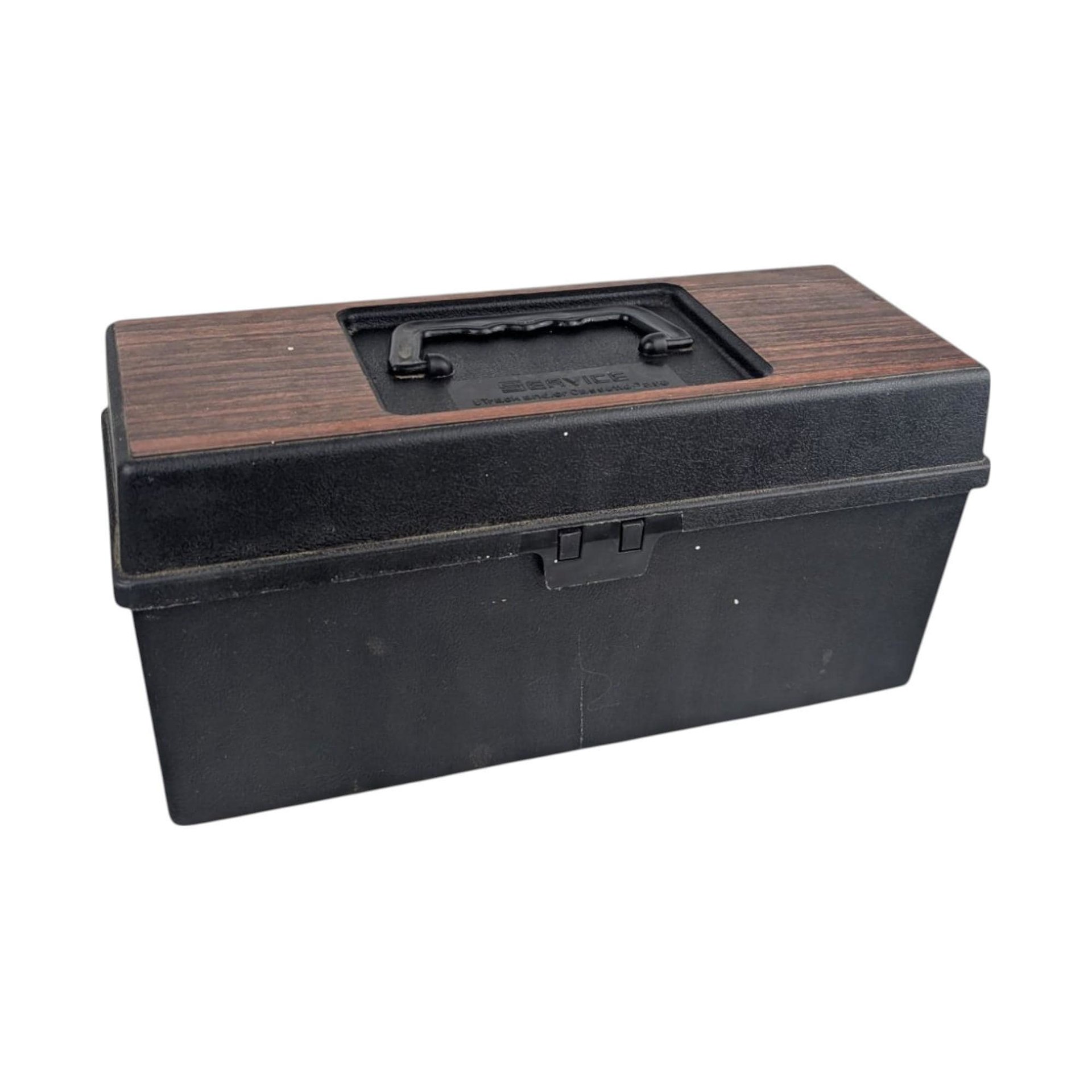 Vintage 1976 8-Track Tape Case with 12 Tapes: Faux Wood Grain Music Storage