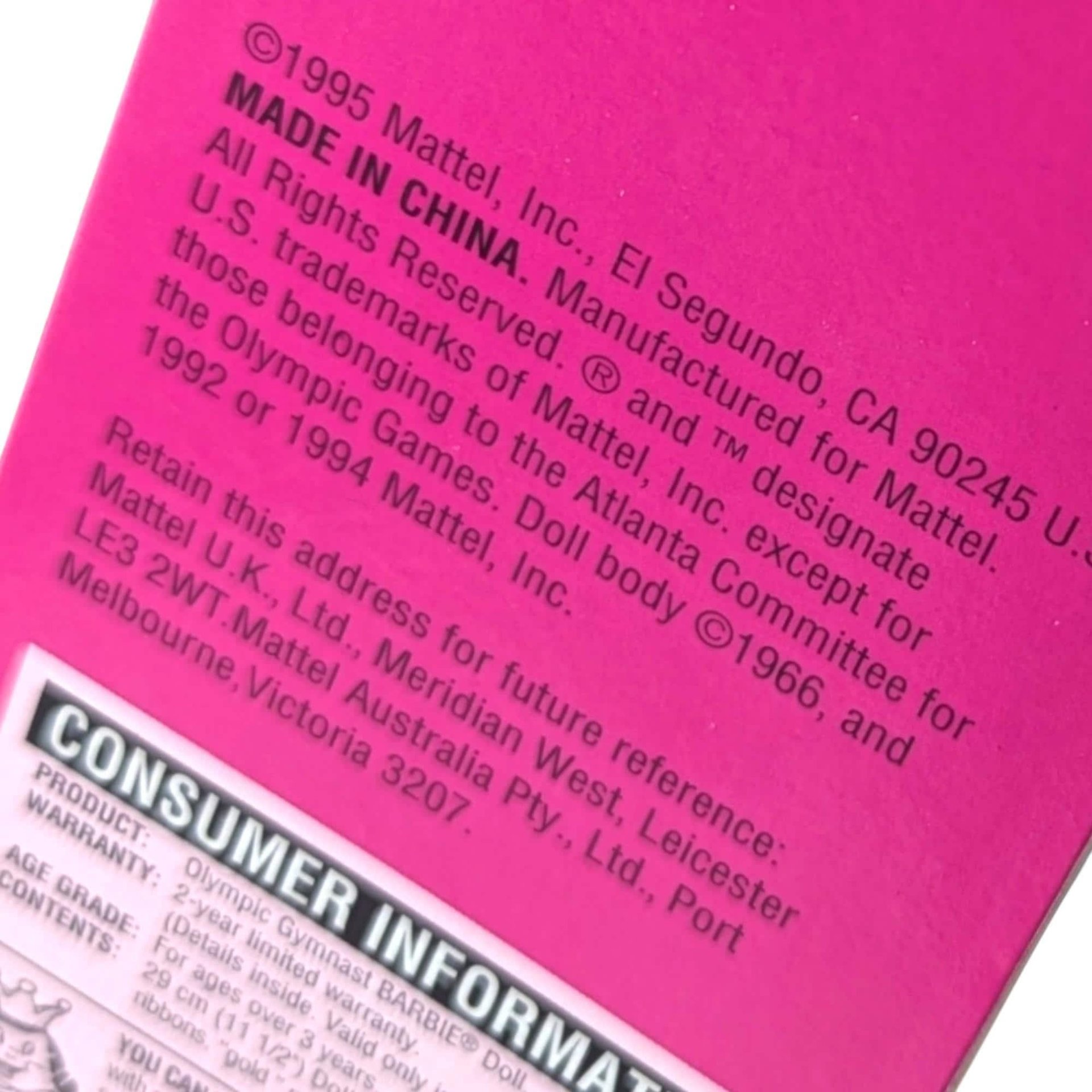 Vintage 1995 Olympic Gymnast Barbie Doll: Mattel Collectible Toy