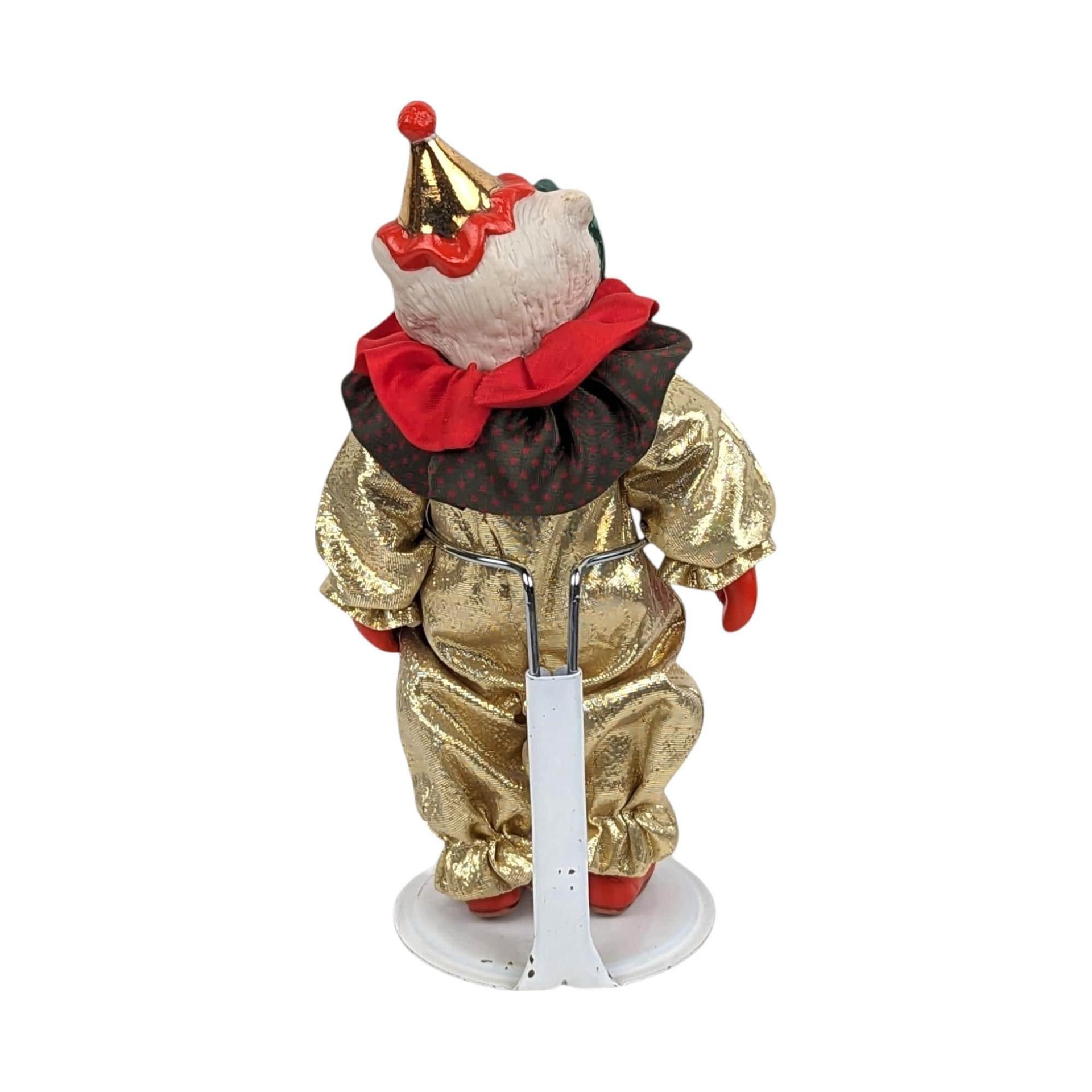 Vintage White Bear Clown Figurine: Collectible Toy Decor, 6.5"