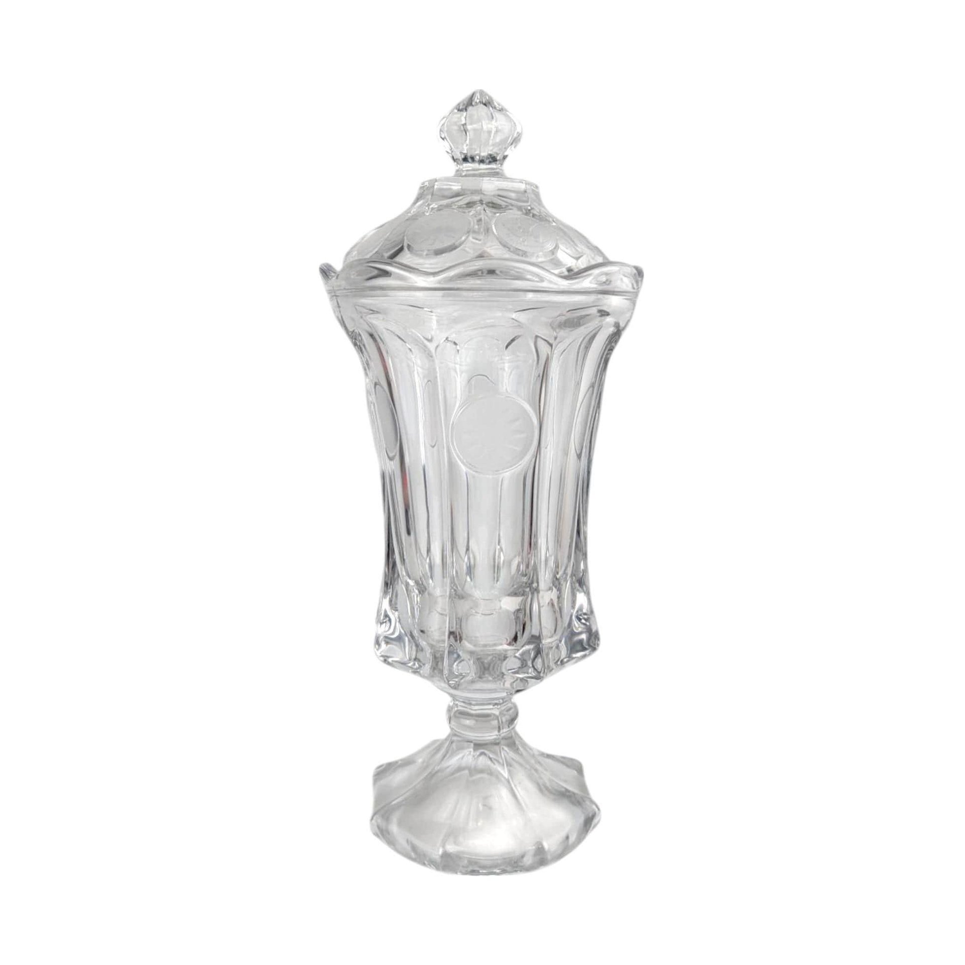Vintage Fostoria Coin Crystal Urn and Cruet Set - 13" Decorative Glass