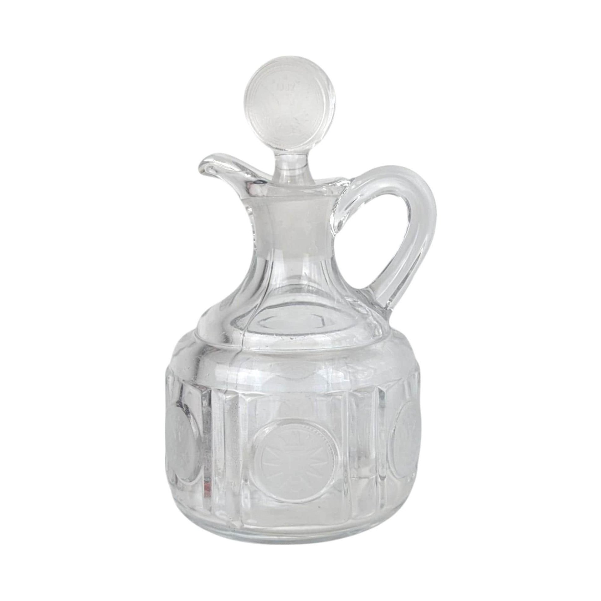 Vintage Fostoria Coin Crystal Urn and Cruet Set - 13" Decorative Glass