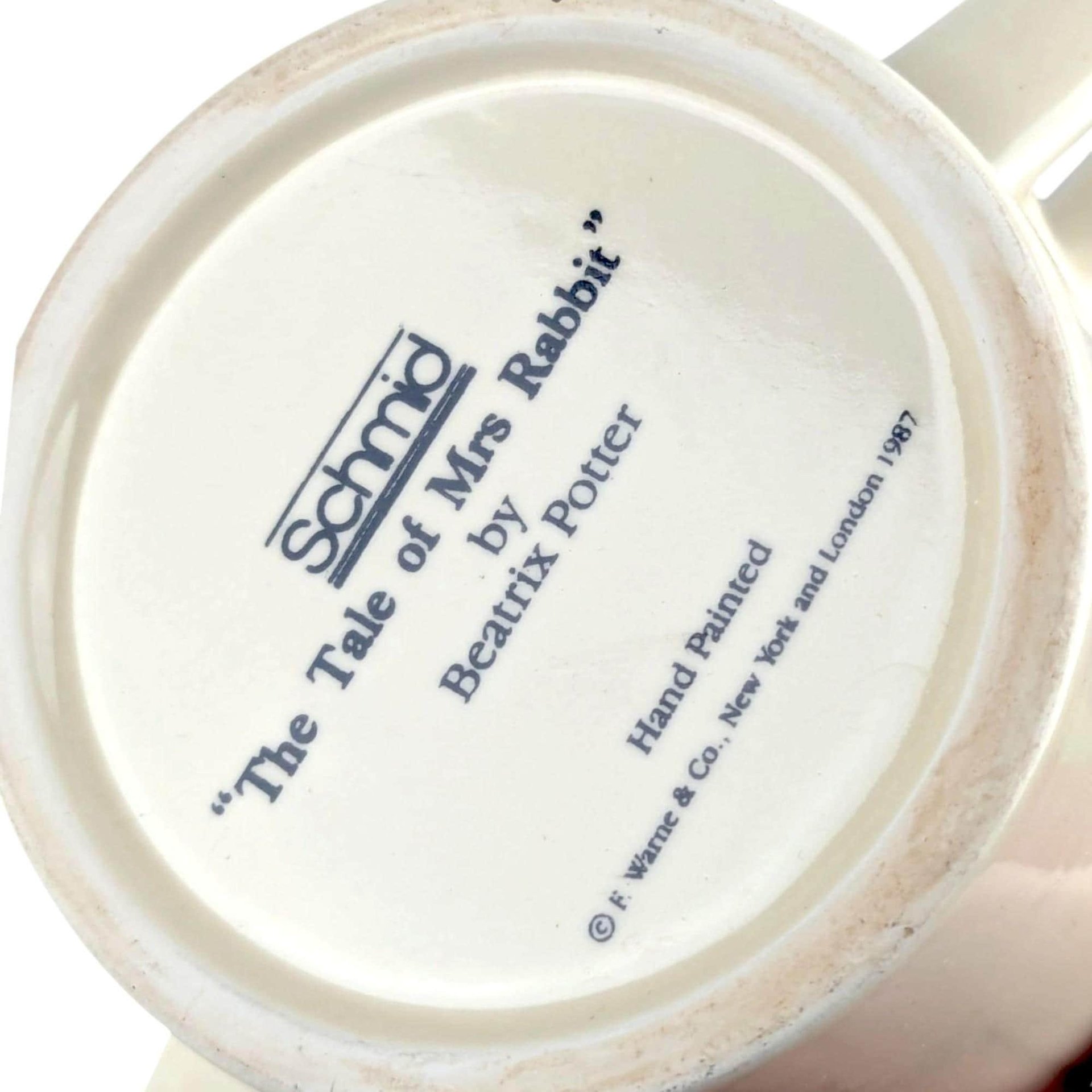 Vintage Beatrix Potter Mrs. Rabbit Ceramic Cup: 1987 Schmid Nursery Decor