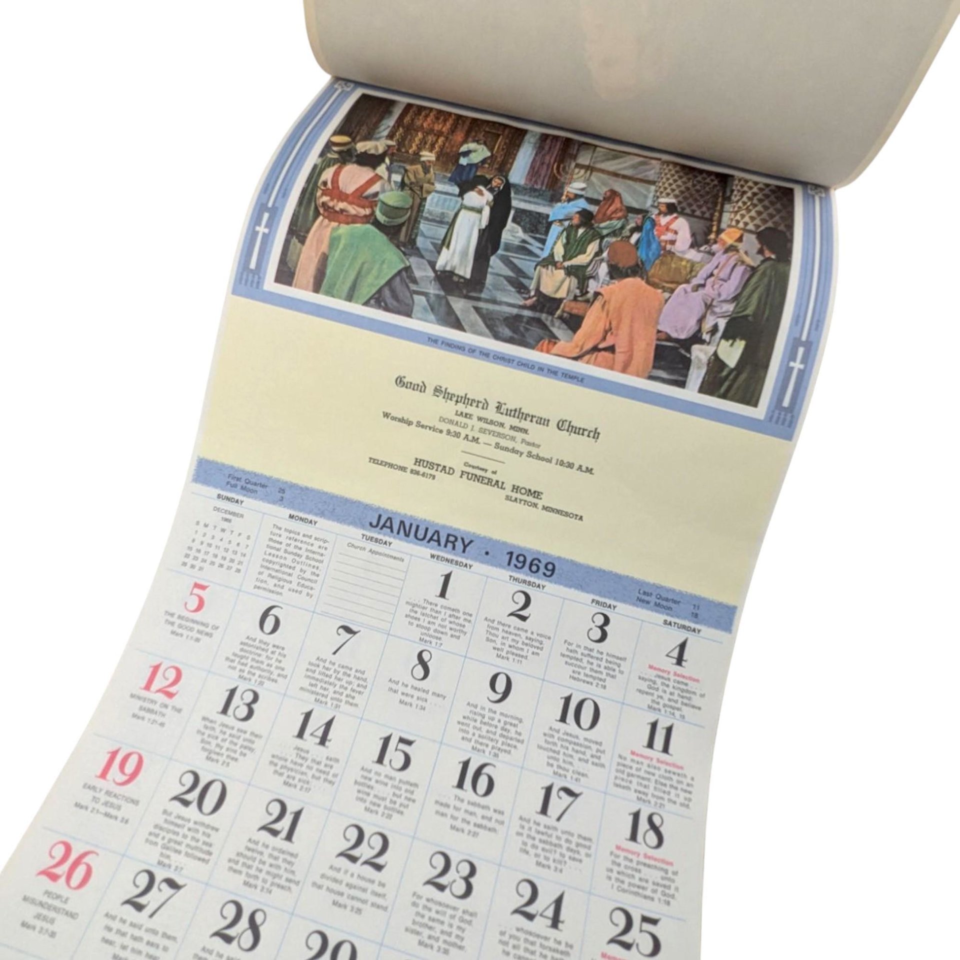 Vintage 1969 Jesus in Gethsemane Print Calendar: Lutheran Church Art