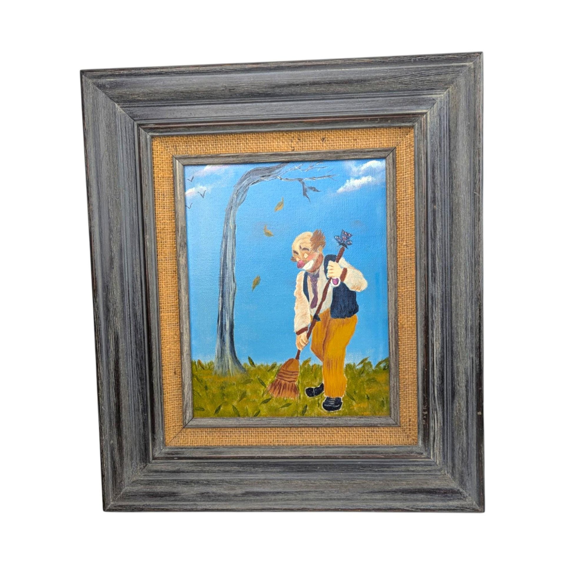 Vintage Clown Painting Set: Art, Whimsical Circus Wall Decor 16.25" x 14"