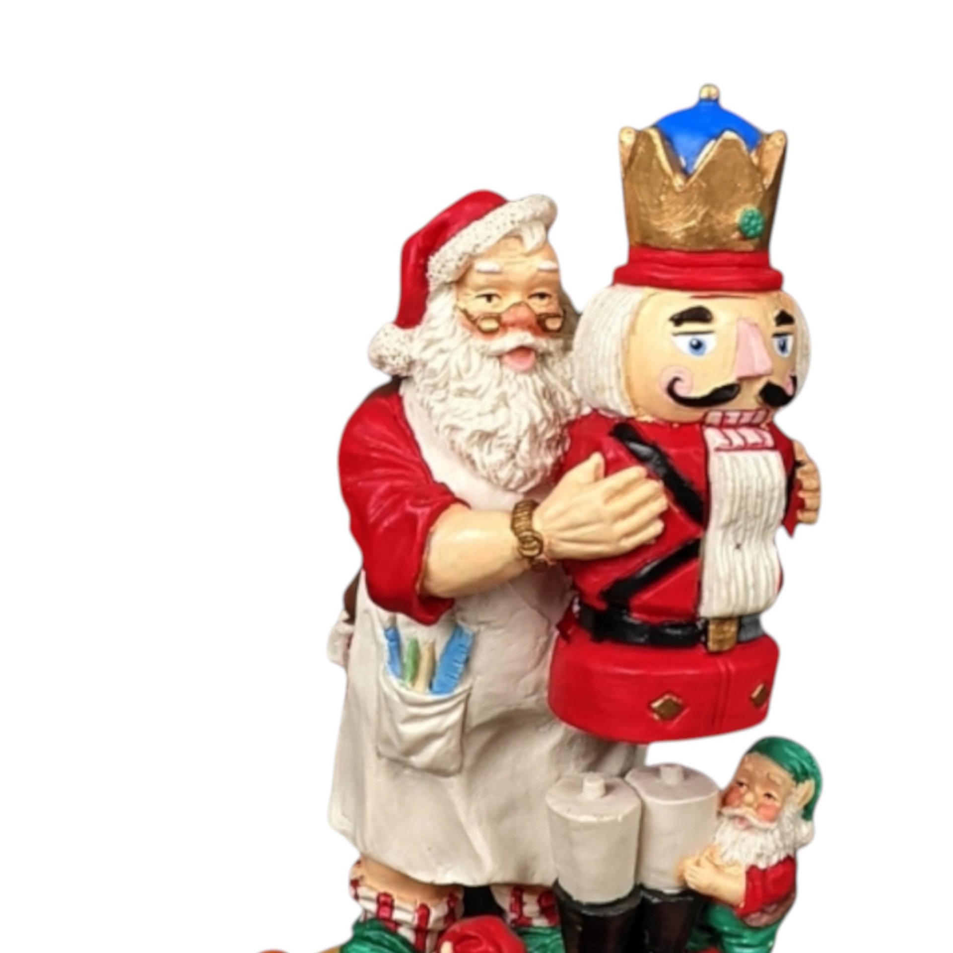 Vintage Santa with Nutcracker Music Box: Christmas Figurine Holiday Decor