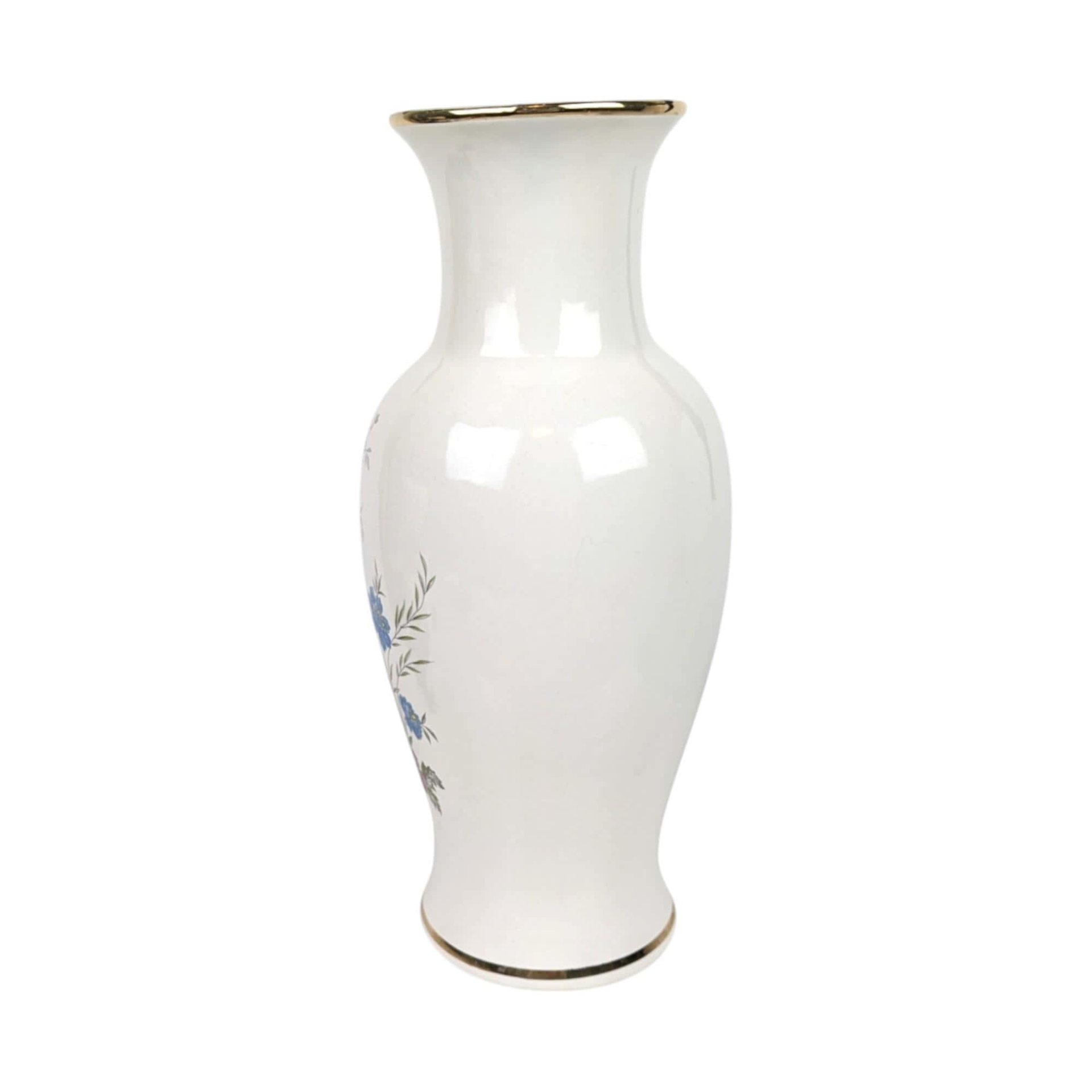 Vintage Royal Haeger Vase: White Ceramic with Gold Floral Trim