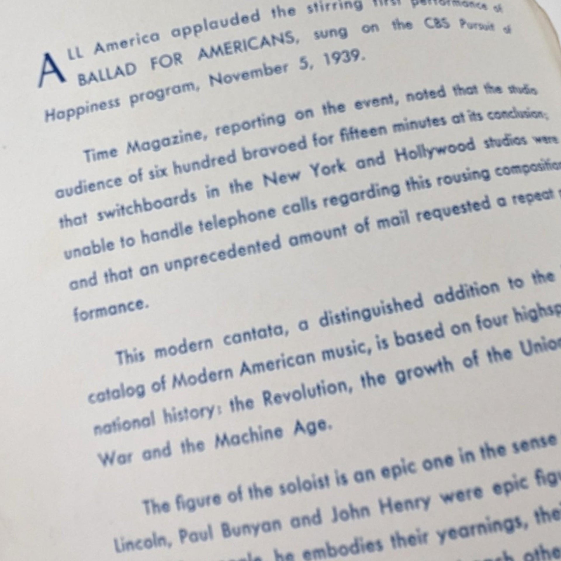 Vintage Earl Robinson Sheet Music: Ballad for Americans Choral Cantata