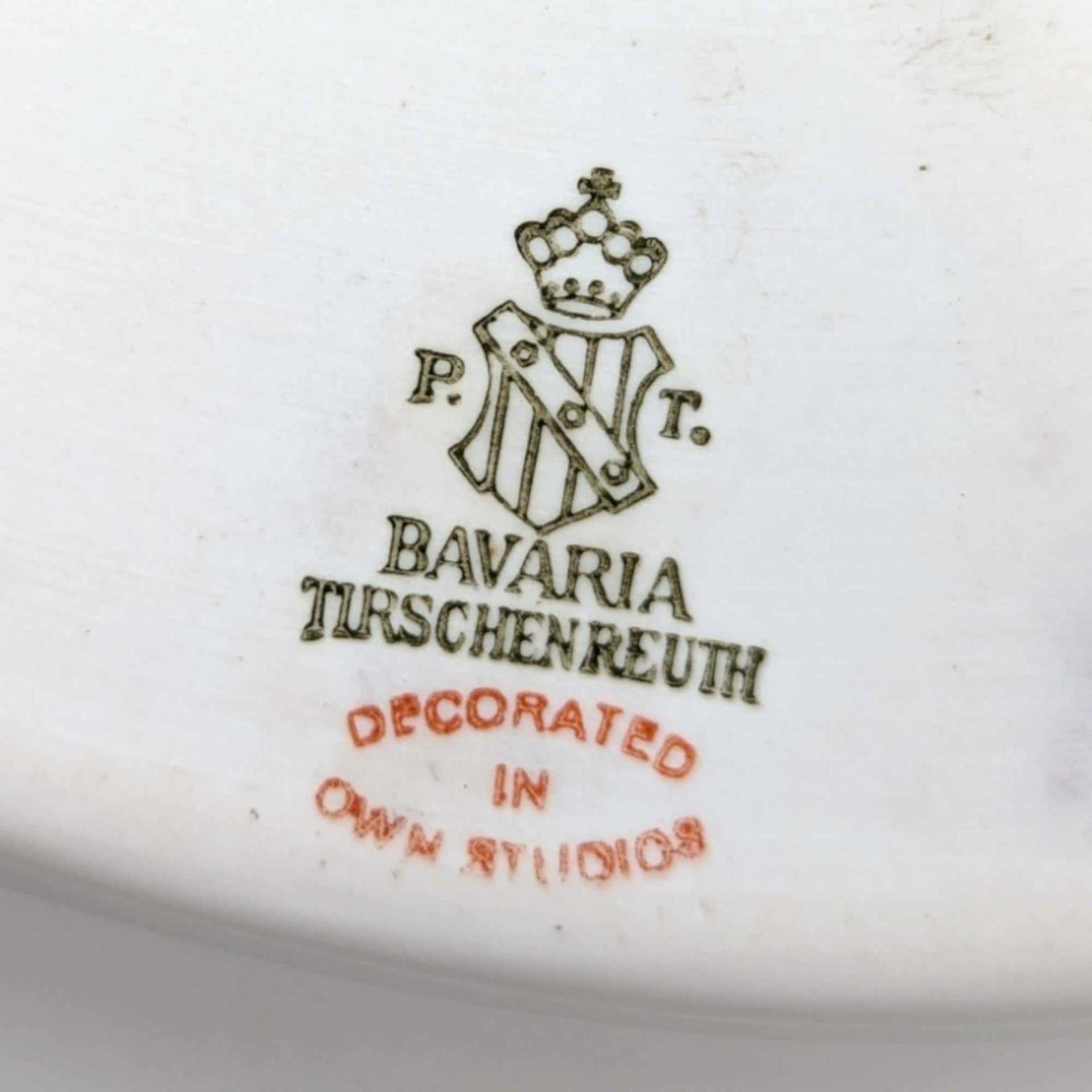 Vintage Tirschenreuth Bavaria Serving Tray: Green & Gold Floral Porcelain Dish