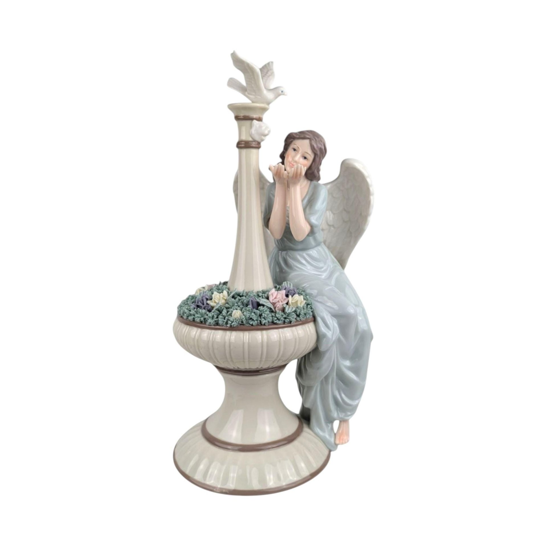 Grandeur Noel Porcelain Angel Figurine: Christmas Serenity Decor