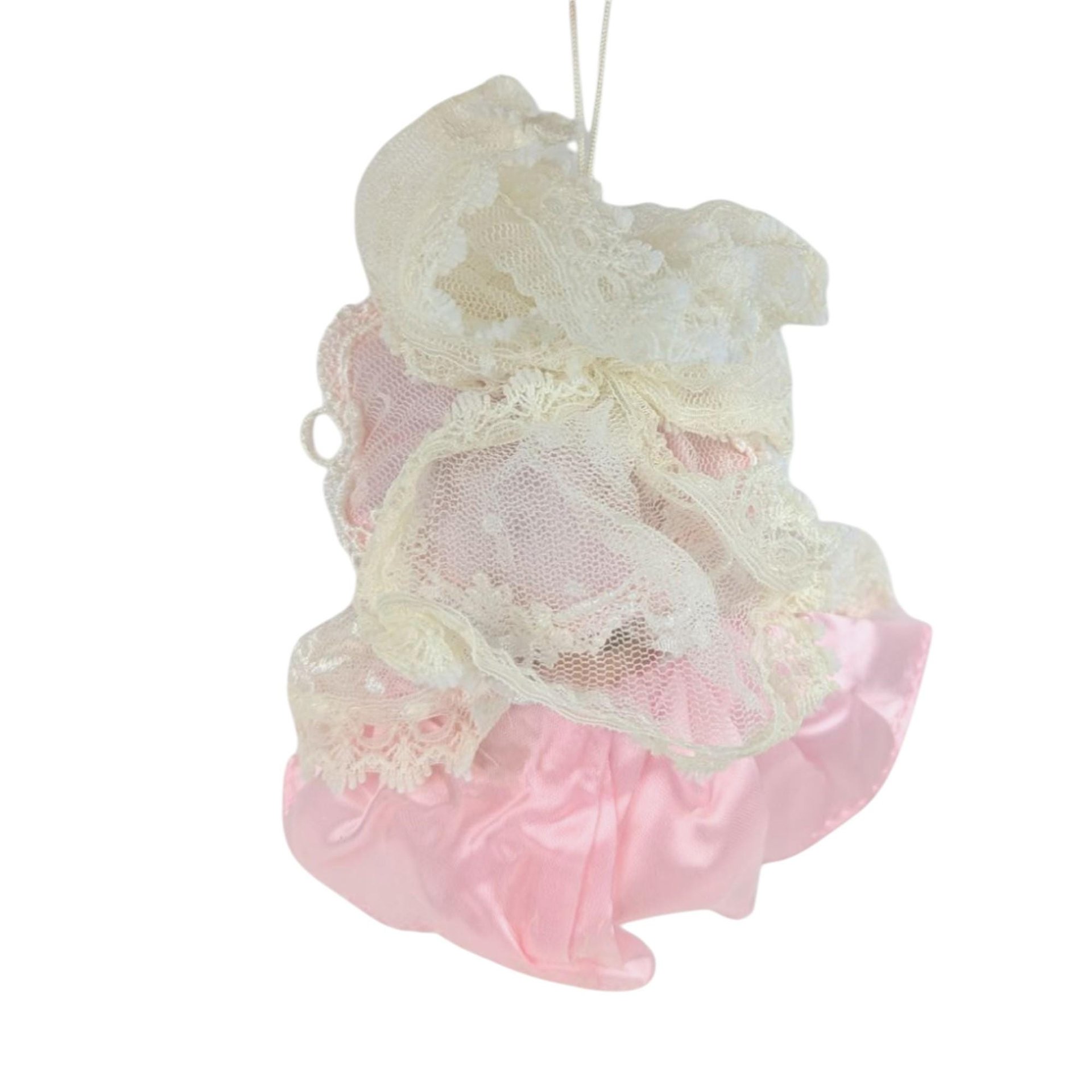 Vintage Pink Lace Doll Head Ornament