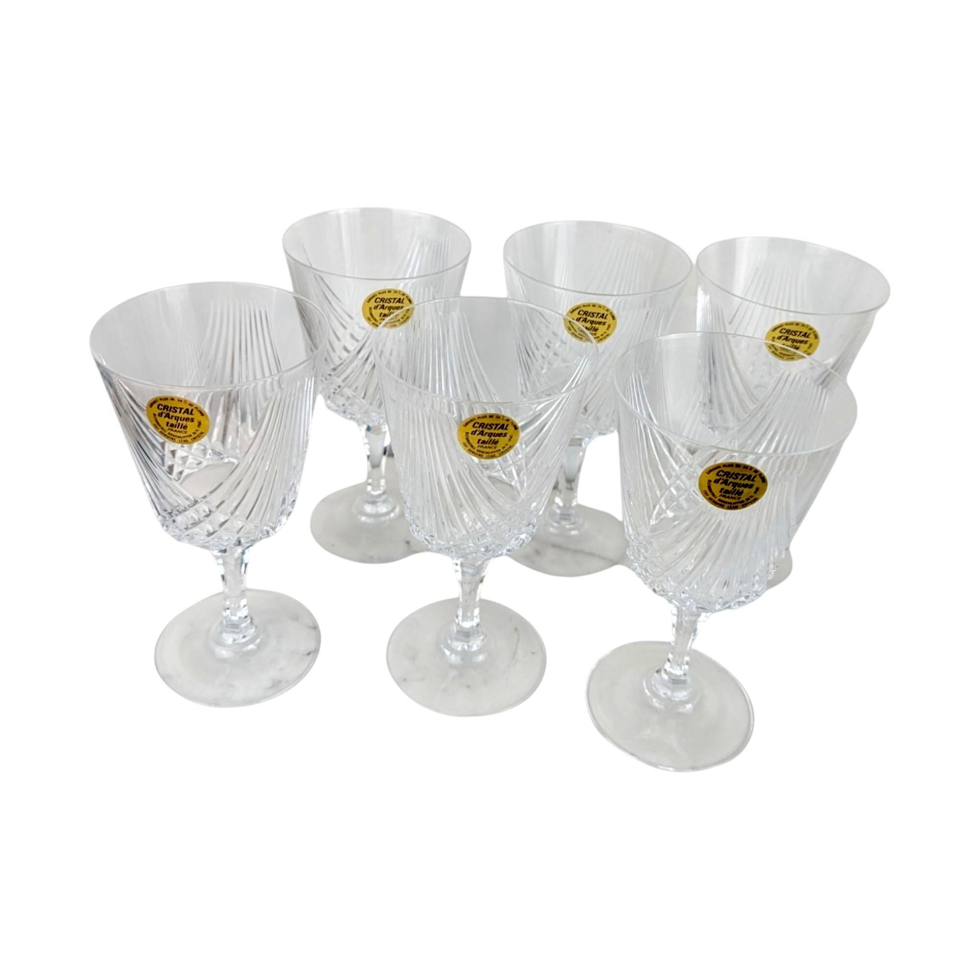 Vintage Crystal D'Arques Wine Glasses - Taille Combourg - Set of 6