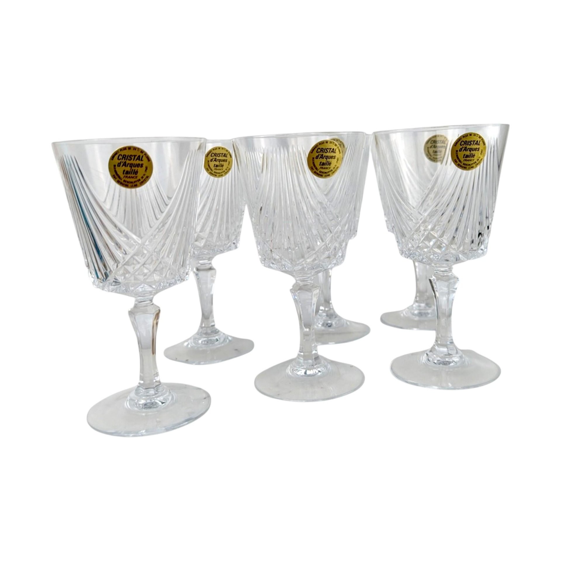 Vintage Crystal D'Arques Wine Glasses - Taille Combourg - Set of 6