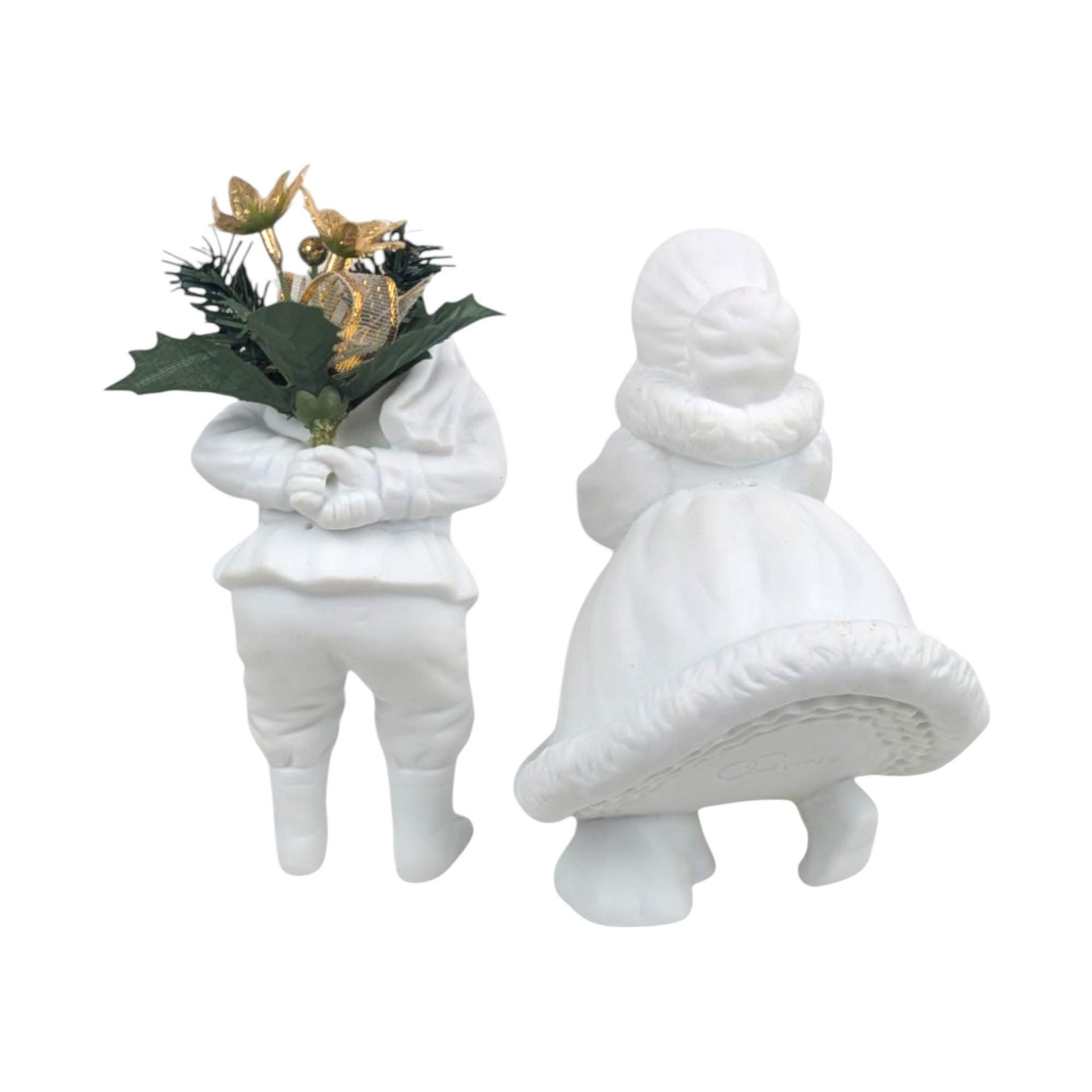 Vintage Dept 56 Skating Figurines: Bisque Porcelain Winter Decor