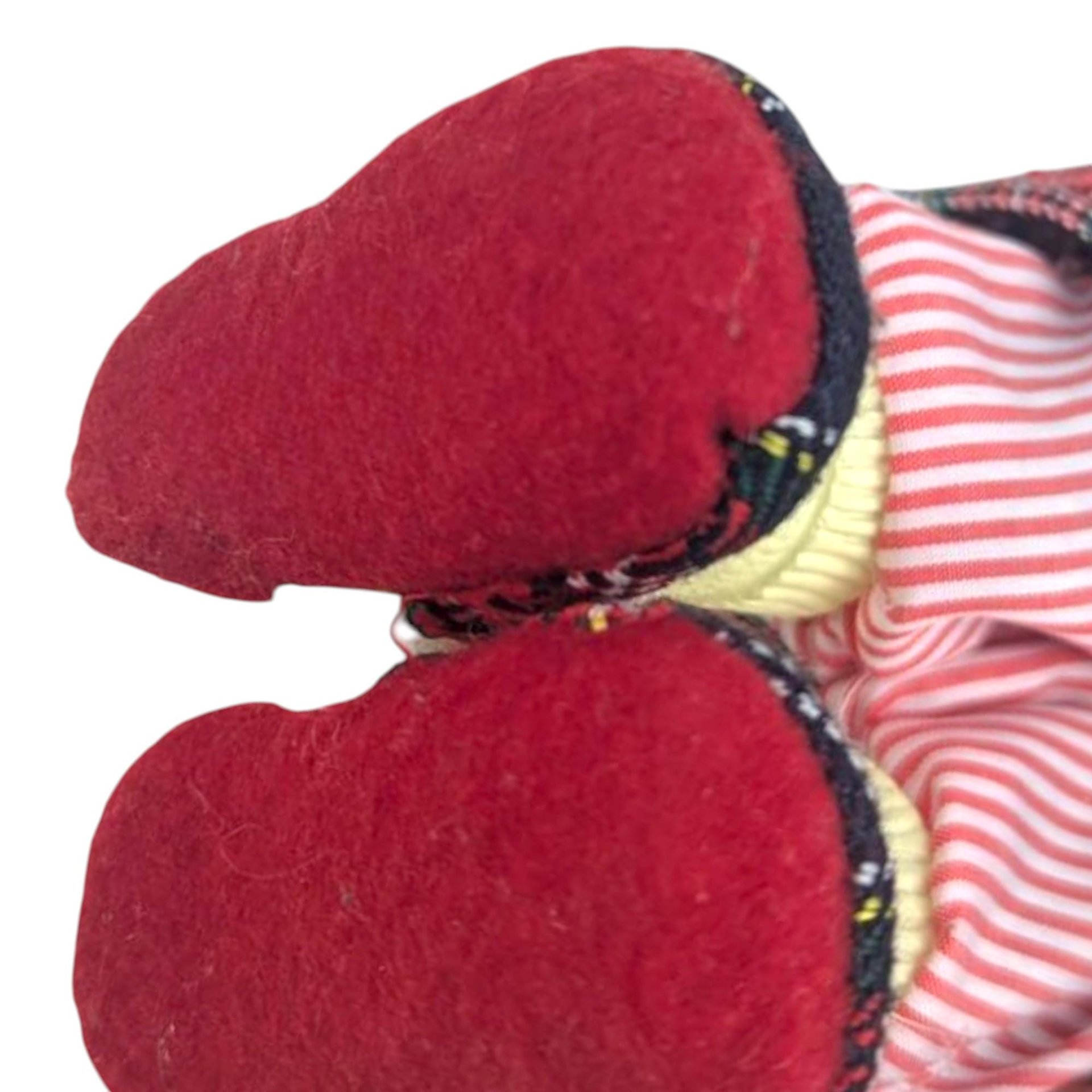 Vintage Standing Santa Figure: Plaid Robe, Teddy Bear, Christmas Mantel Decor