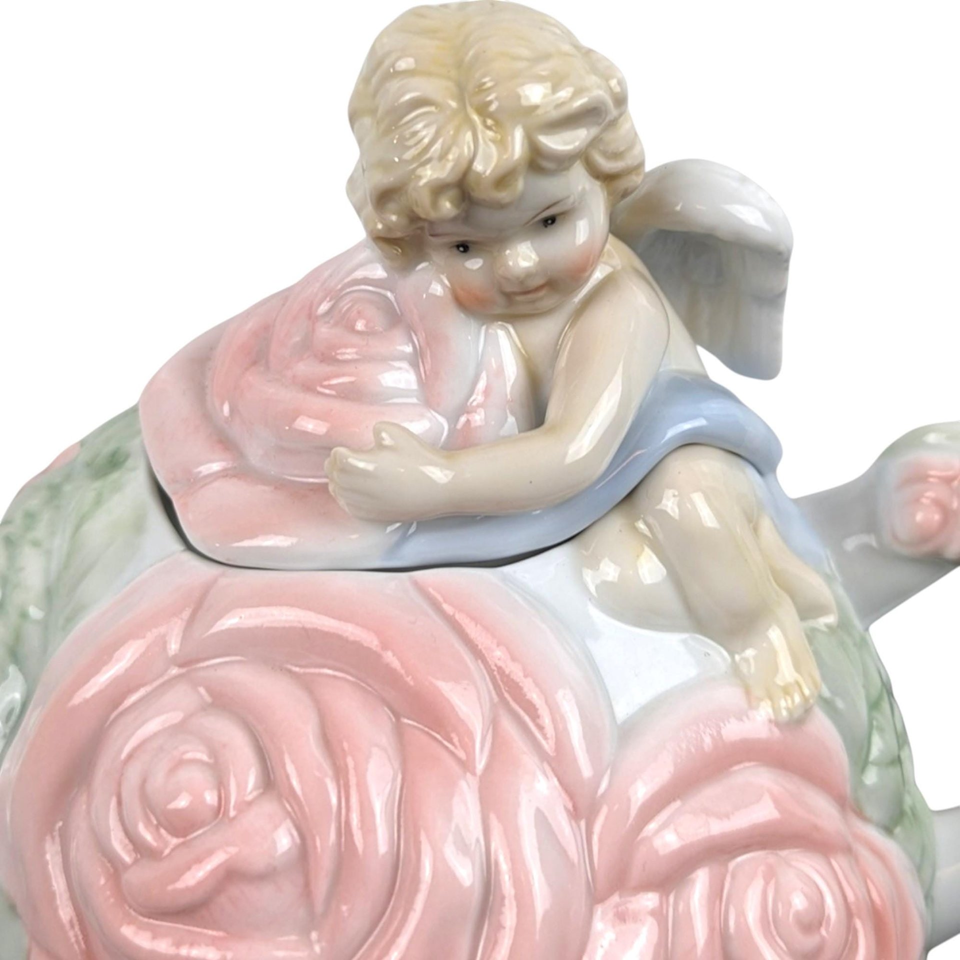 Vintage Avon Cherub Teapot: Porcelain Rose Angel Teapot