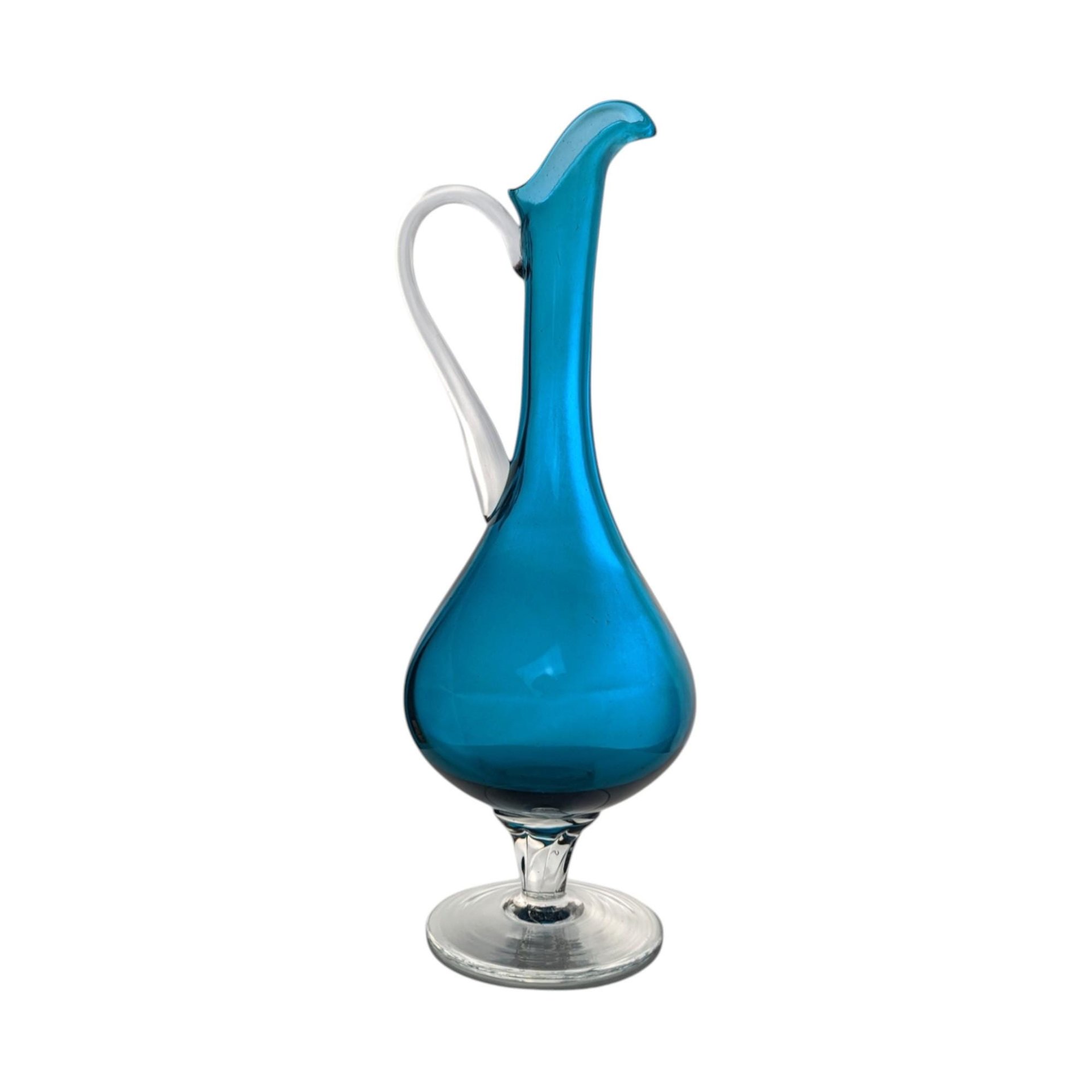 Vintage Cobalt Blue Art Glass Decanter Set: Mid-Century Modern Barware