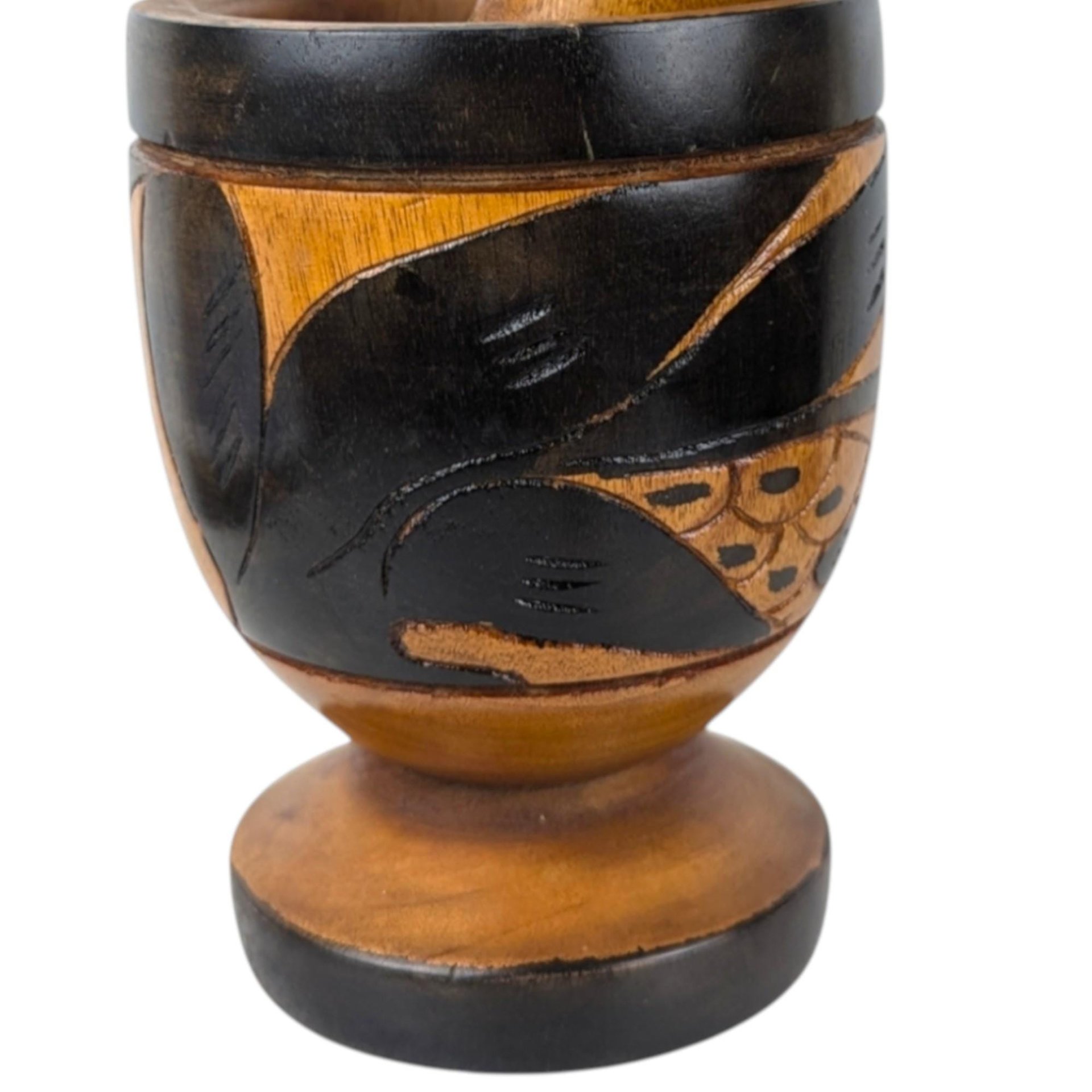 Vintage Wooden Mortar and Pestle: Rustic Kitchen Decor Spice Grinder