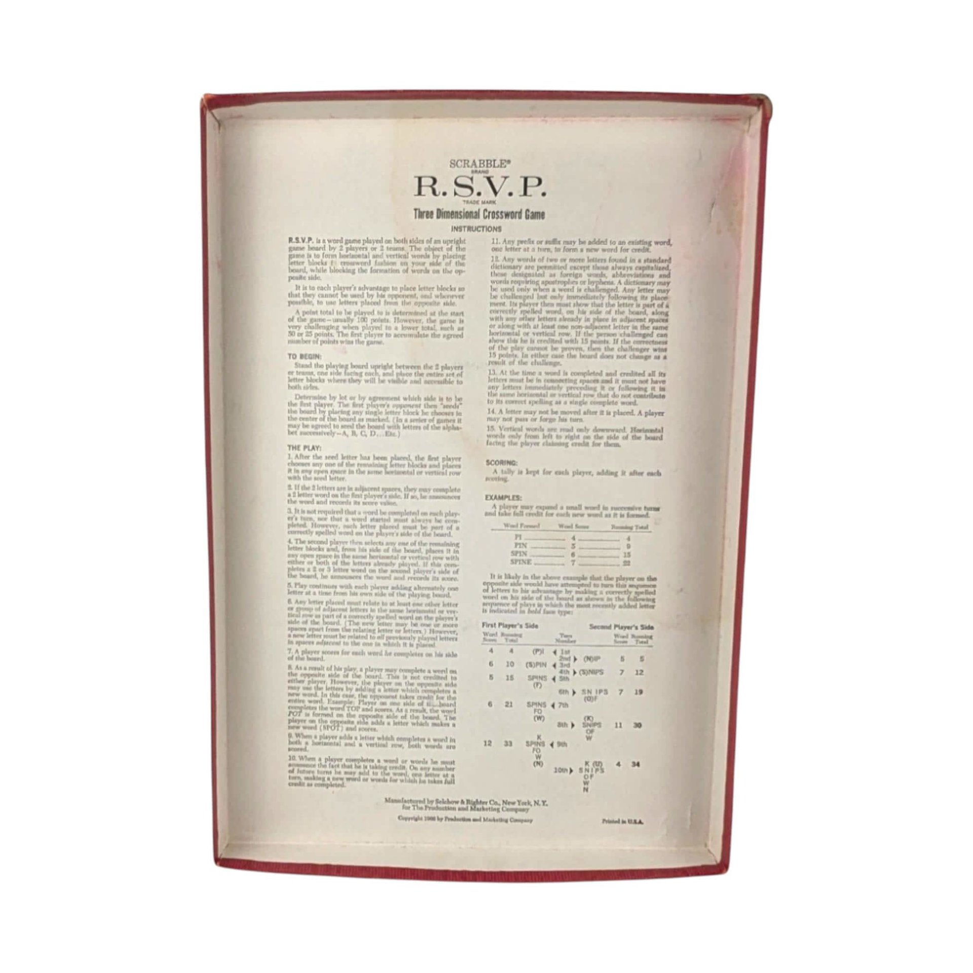Vintage 1966 Scrabble RSVP Game: Complete Retro Family Board Game