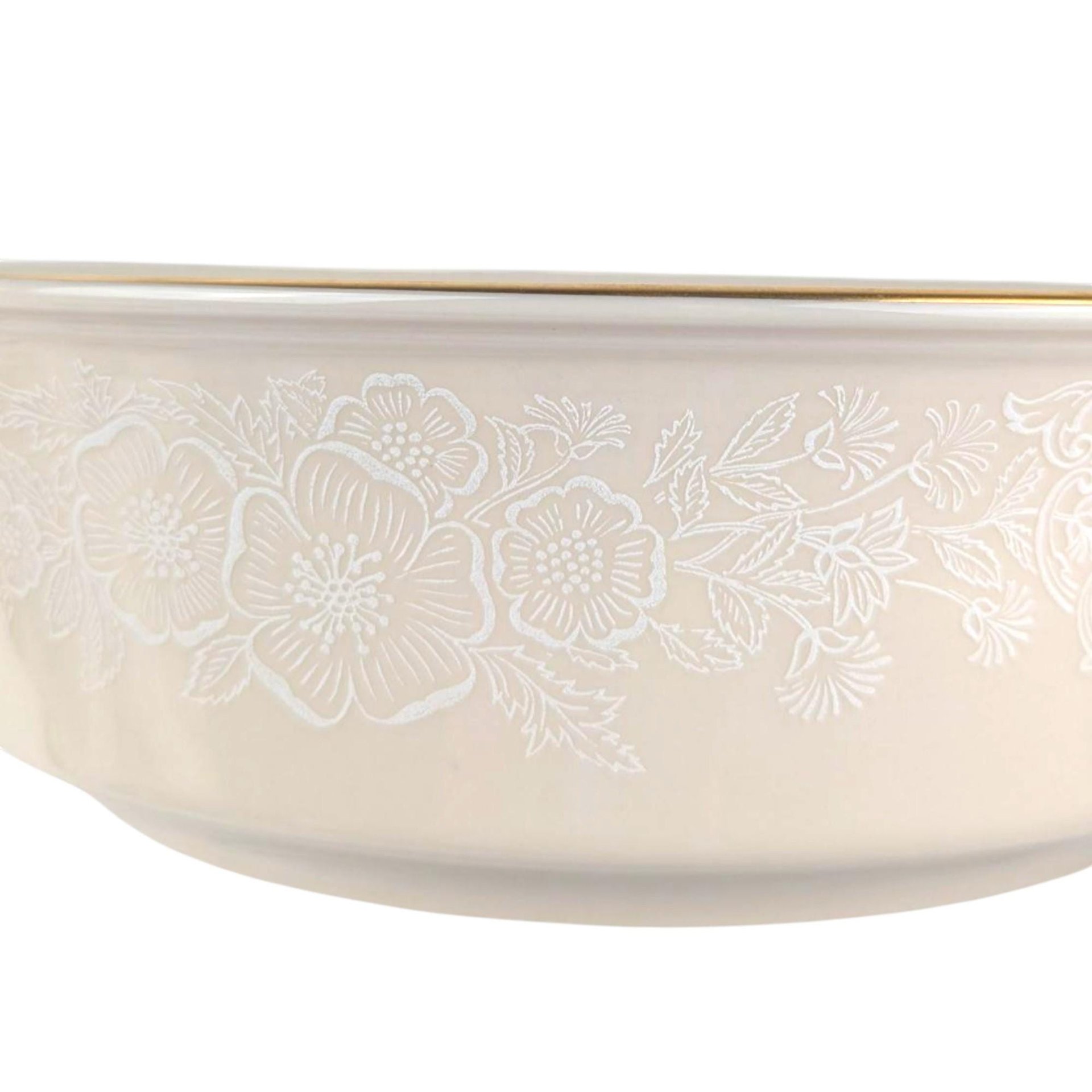 Vintage Lenox White Lace Bowl, 9 Inch Cream Porcelain Serving Dish with Gold Rim, Elegant Floral Dinnerware, Wedding or Hostess Gift