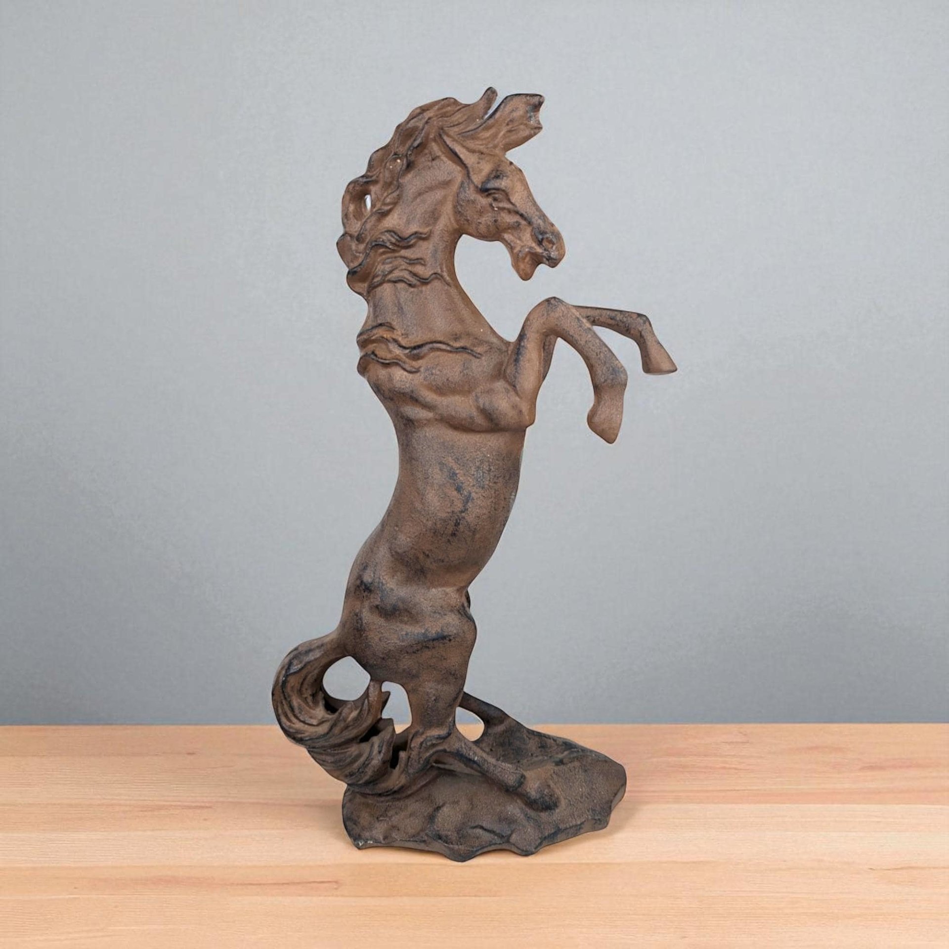 Vintage Cast Iron Rearing Horse Statue: Equestrian Farmhouse Decor