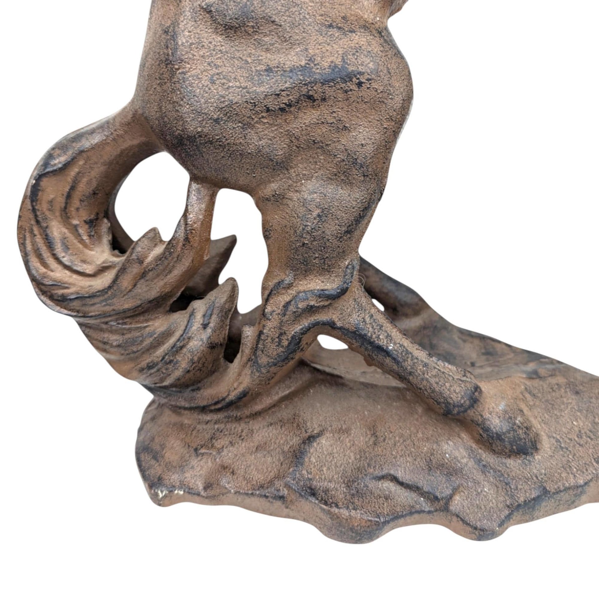Vintage Cast Iron Rearing Horse Statue: Equestrian Farmhouse Decor