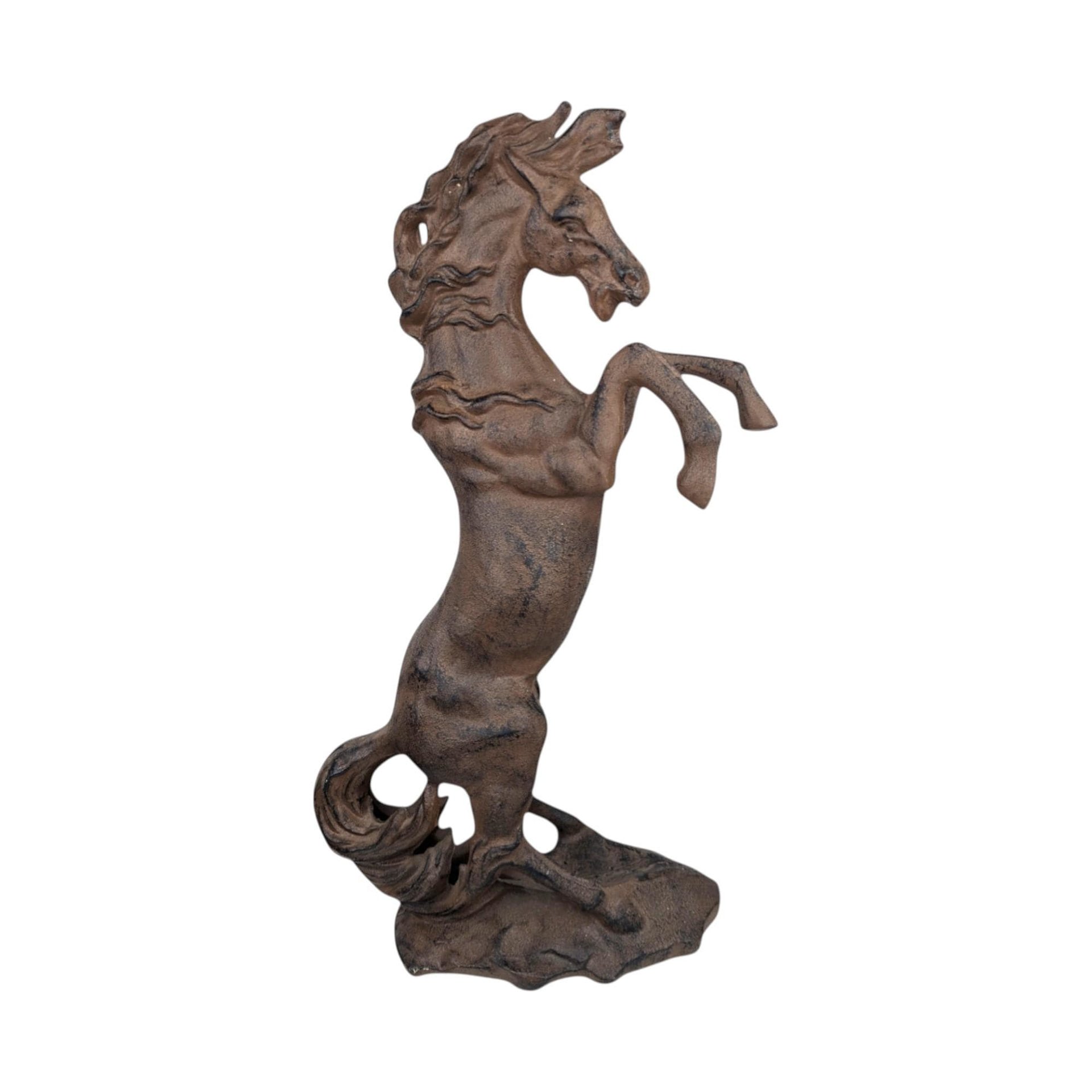 Vintage Cast Iron Rearing Horse Statue: Equestrian Farmhouse Decor