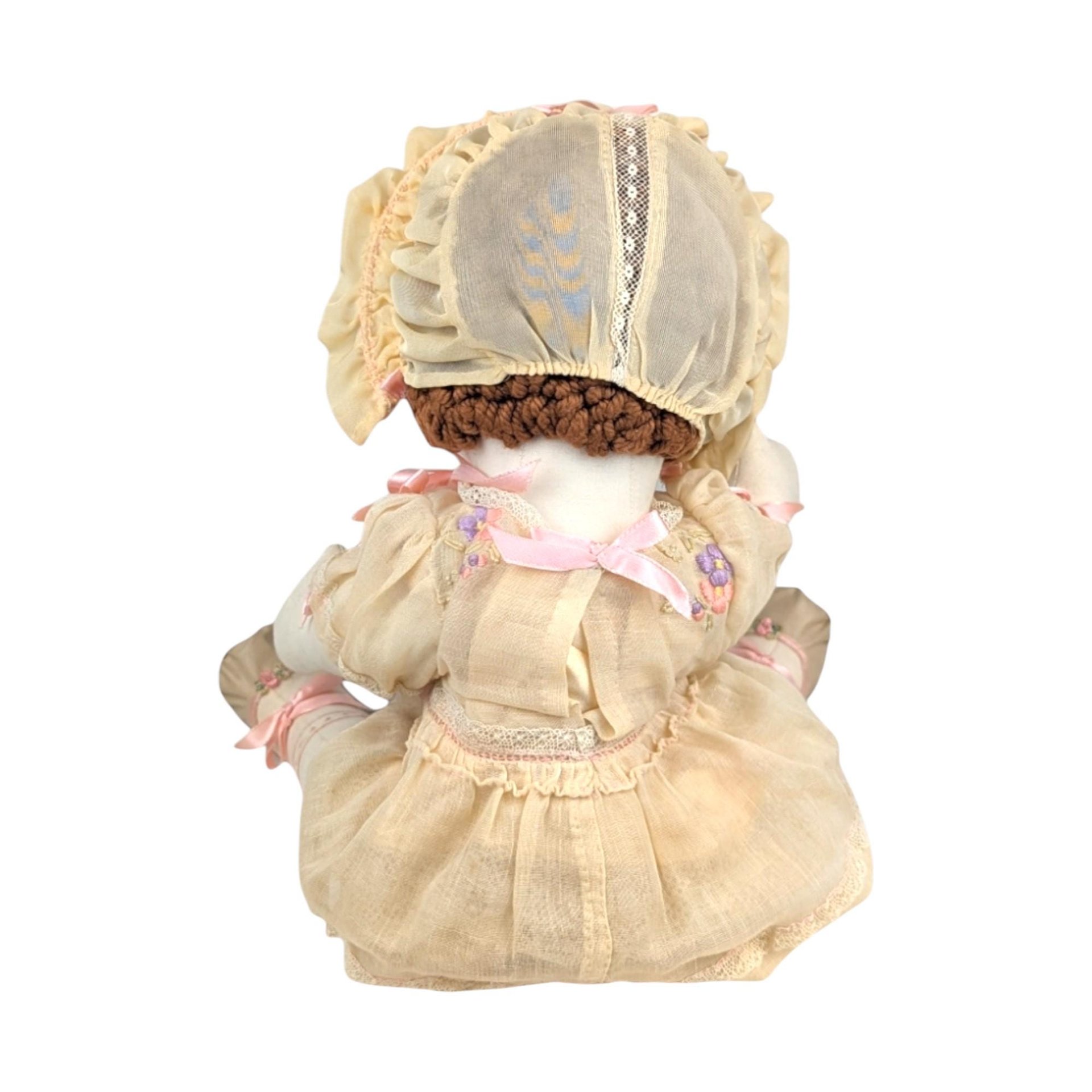 Vintage Handmade Cloth Doll: 17" Collectible Doll with Bonnet