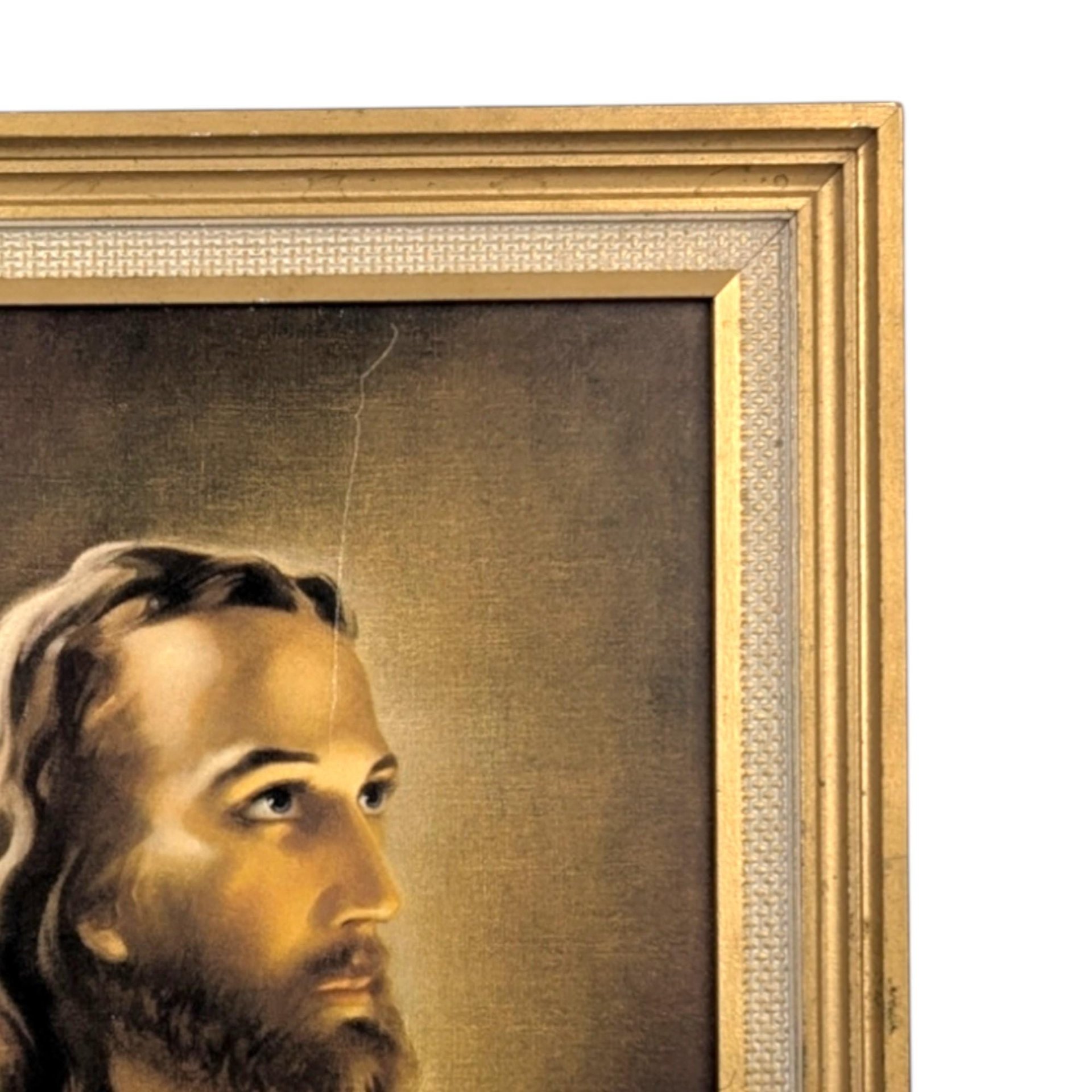 Vintage Warner Sallman "Head of Christ" Print: Kriebel & Bates Lithograph