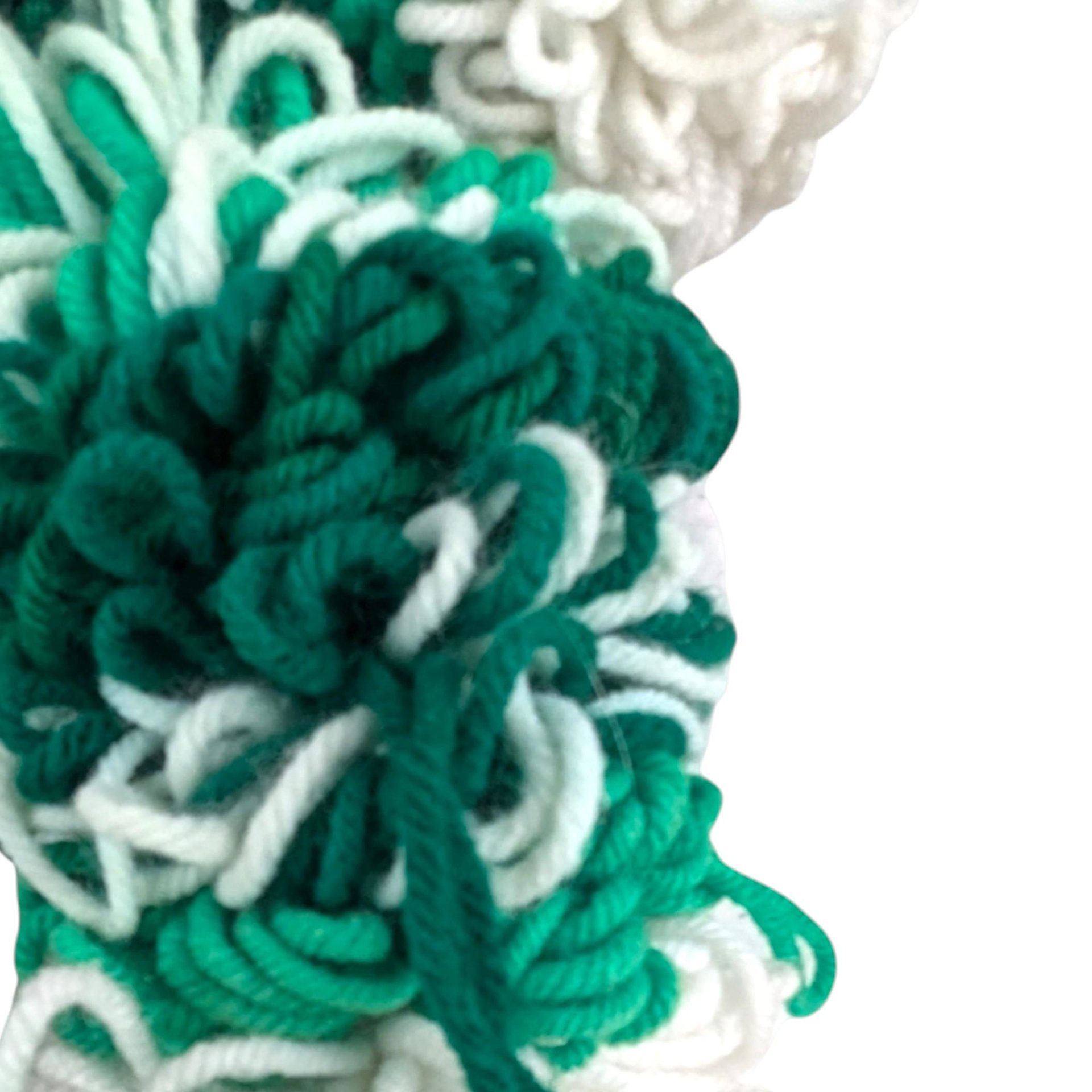 Vintage Handmade Yarn Clown, Green and White Clown Doll, Whimsical Decor, Collectible Clown, Unique Gift