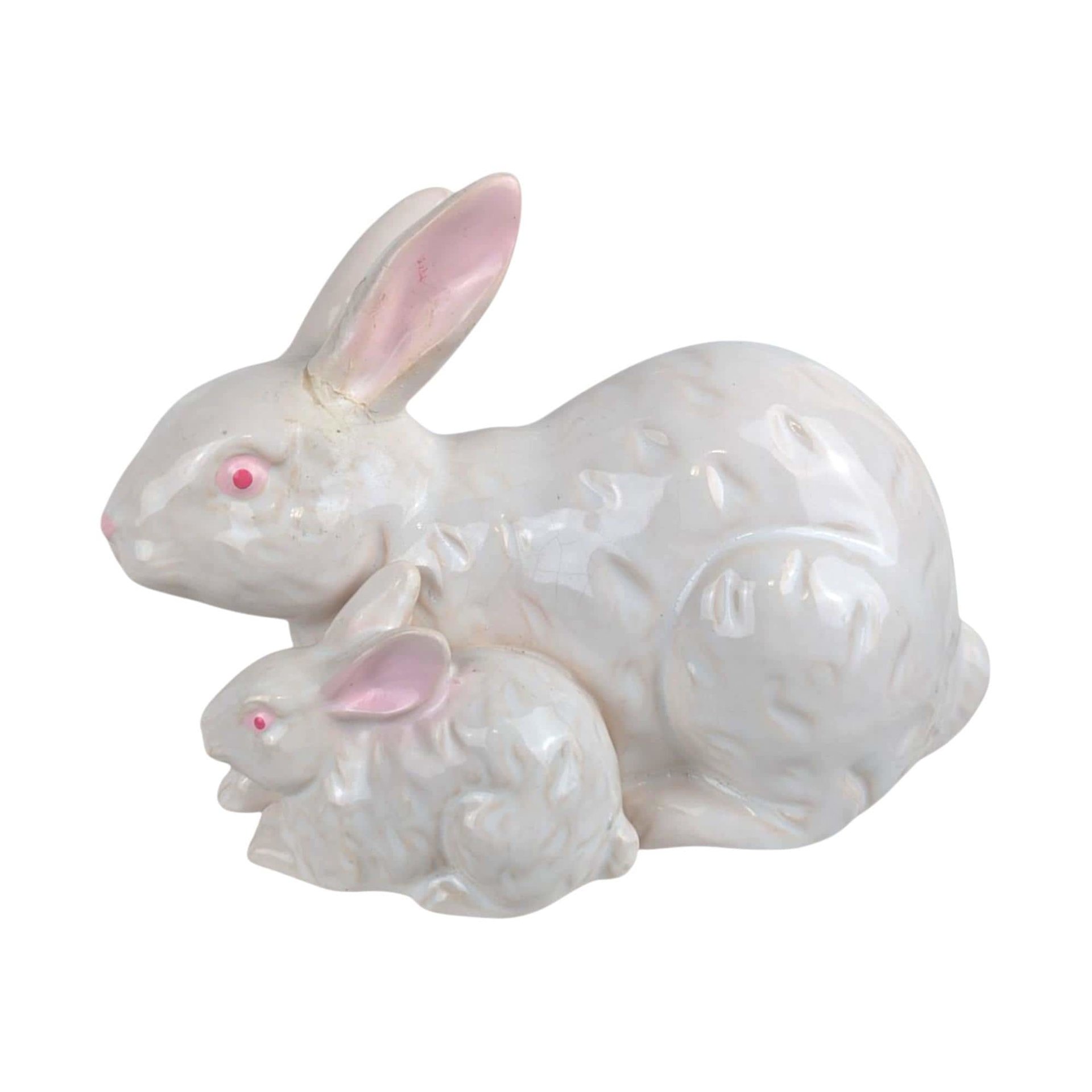 Vintage Rosenthal Netter Ceramic Bunny Pair, Figurine, Spring Decor, Gift for Rabbit Lover