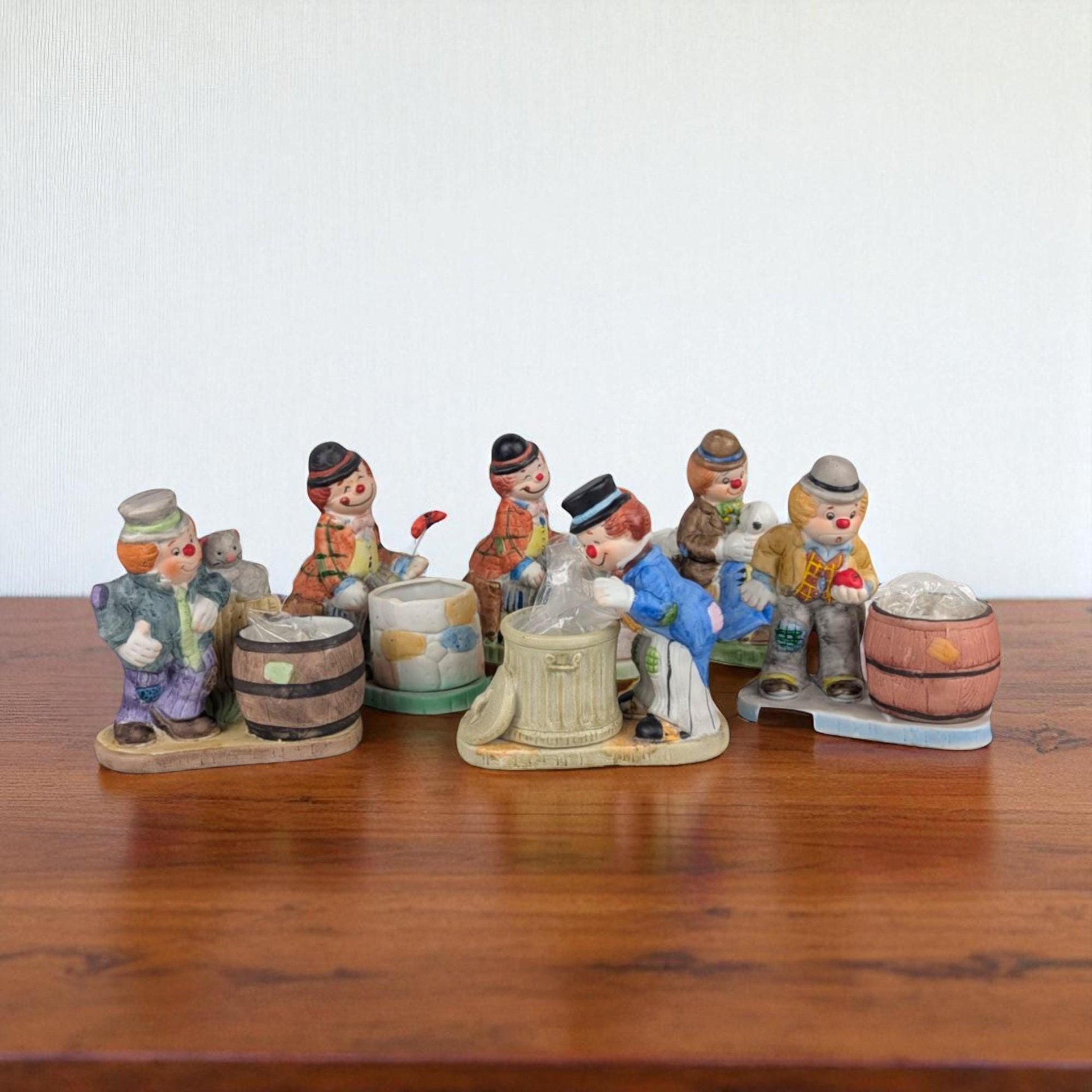 Vintage Hobo Luvkins Candle Holder Set, Ceramic Figurines, Whimsical Hobo Art, Collectible Candle Holders, Unique Home Decor, Set of 6