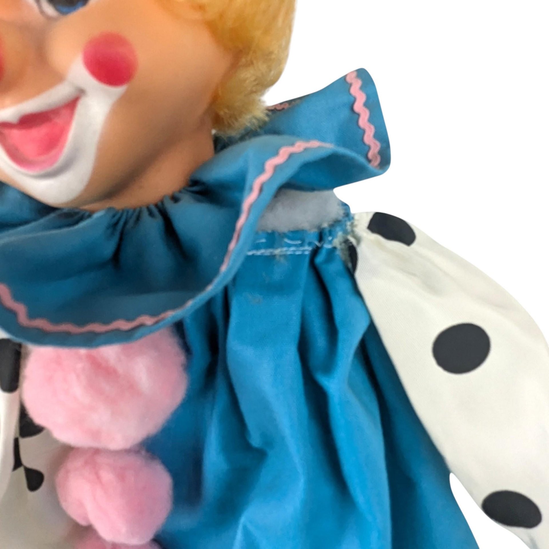 Vintage Handmade Clown Shelf Sitter, Polka Dot Clown Doll, Whimsical Decor, Collectible Clown, Unique Gift