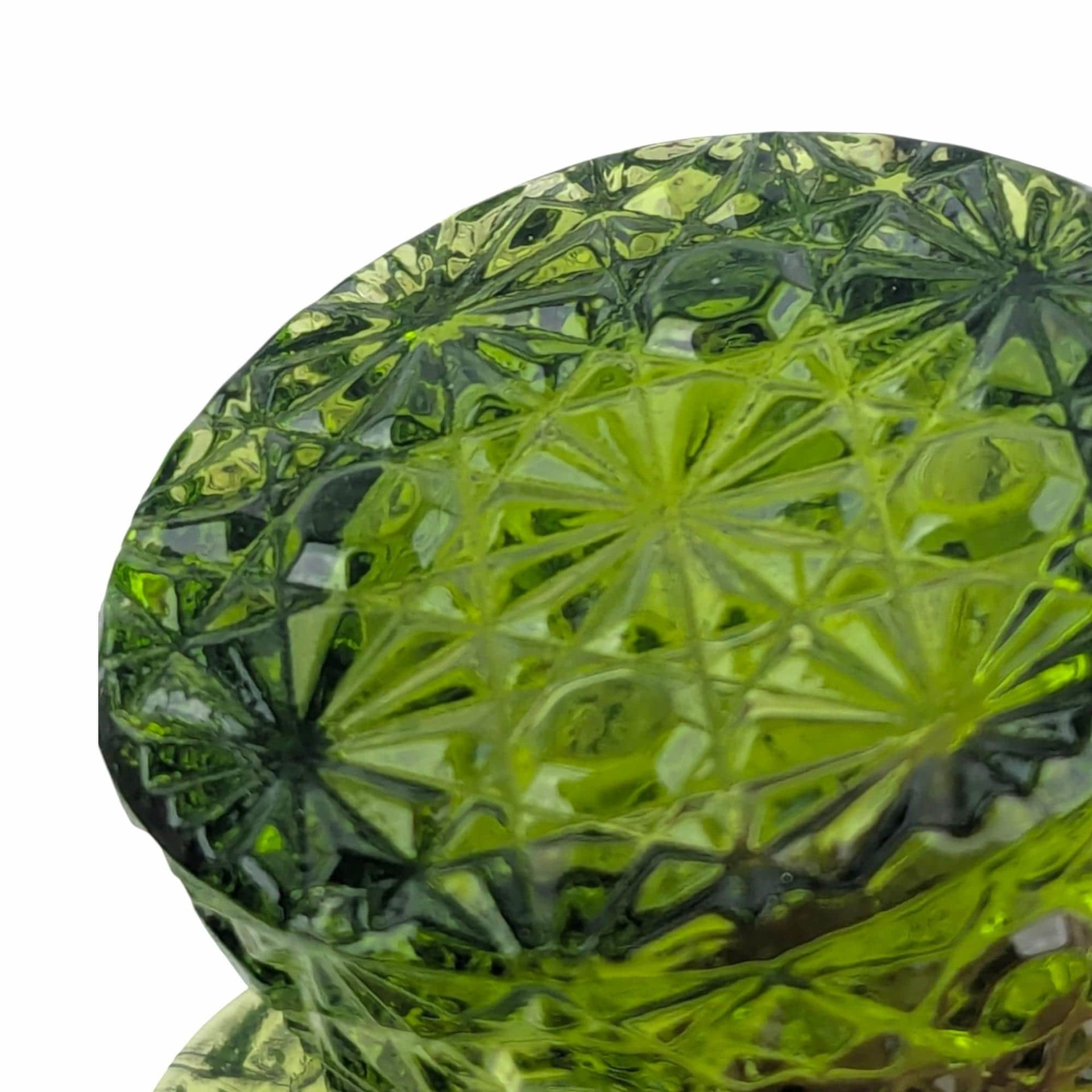 Vintage Green Glass Top Hat, Daisy and Button Pattern Glass, Mid Century Toothpick Holder or Match Striker, Novelty Art Glass Decor