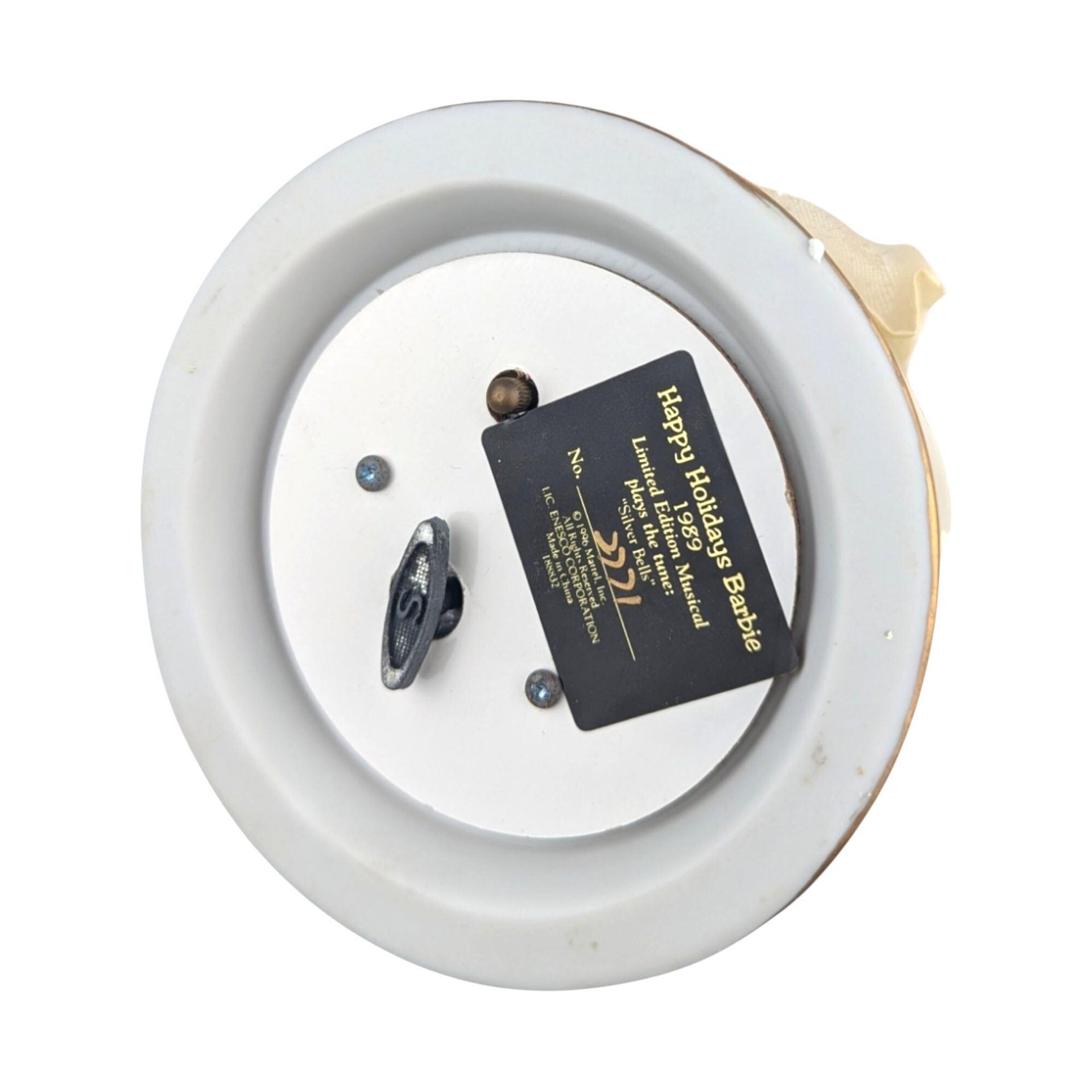 Vintage 1989 Happy Holidays Barbie Music Box: Enesco Ceramic Figurine